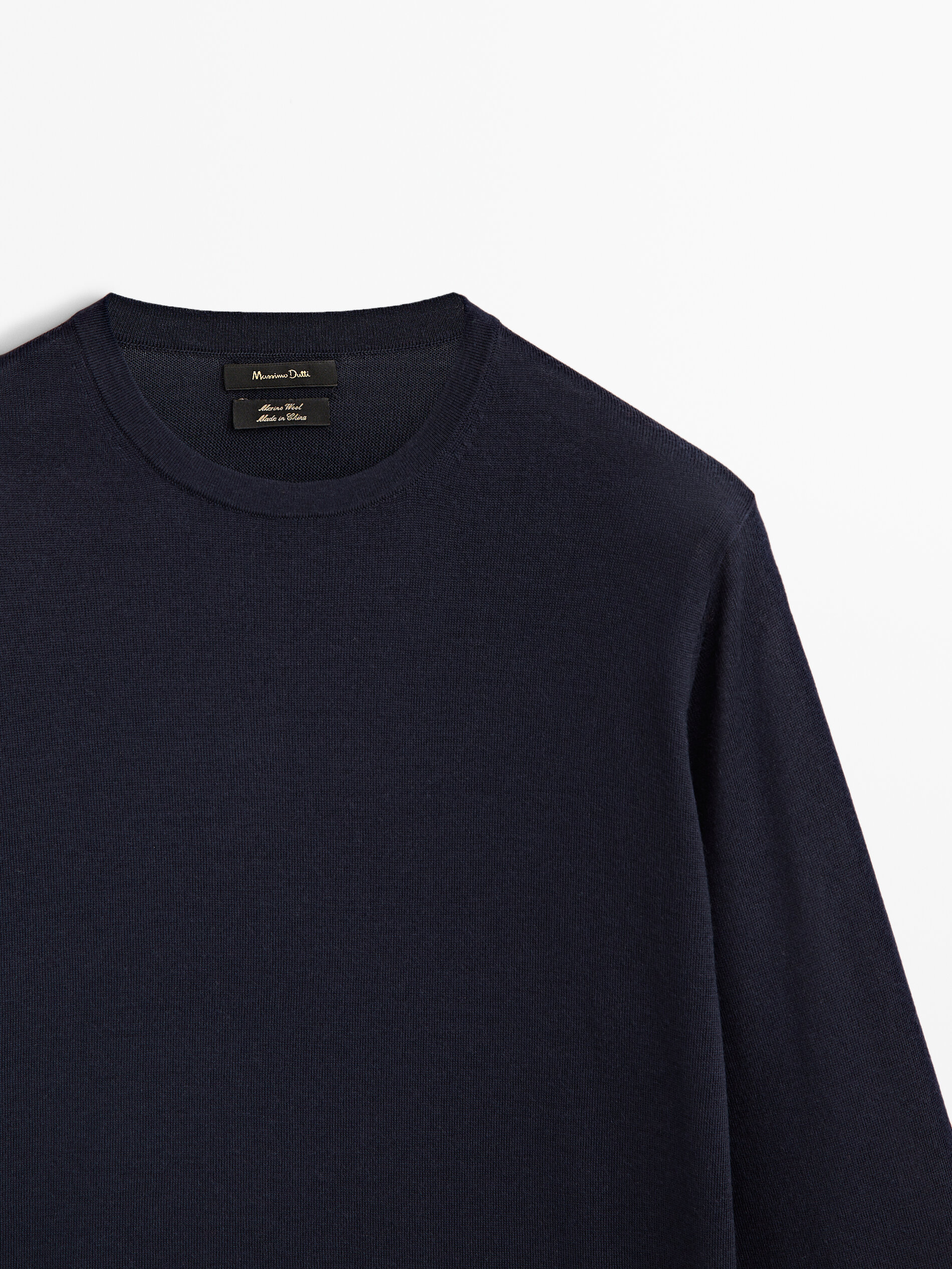 Jersey cuello redondo 100% lana merino - AZUL MARINO