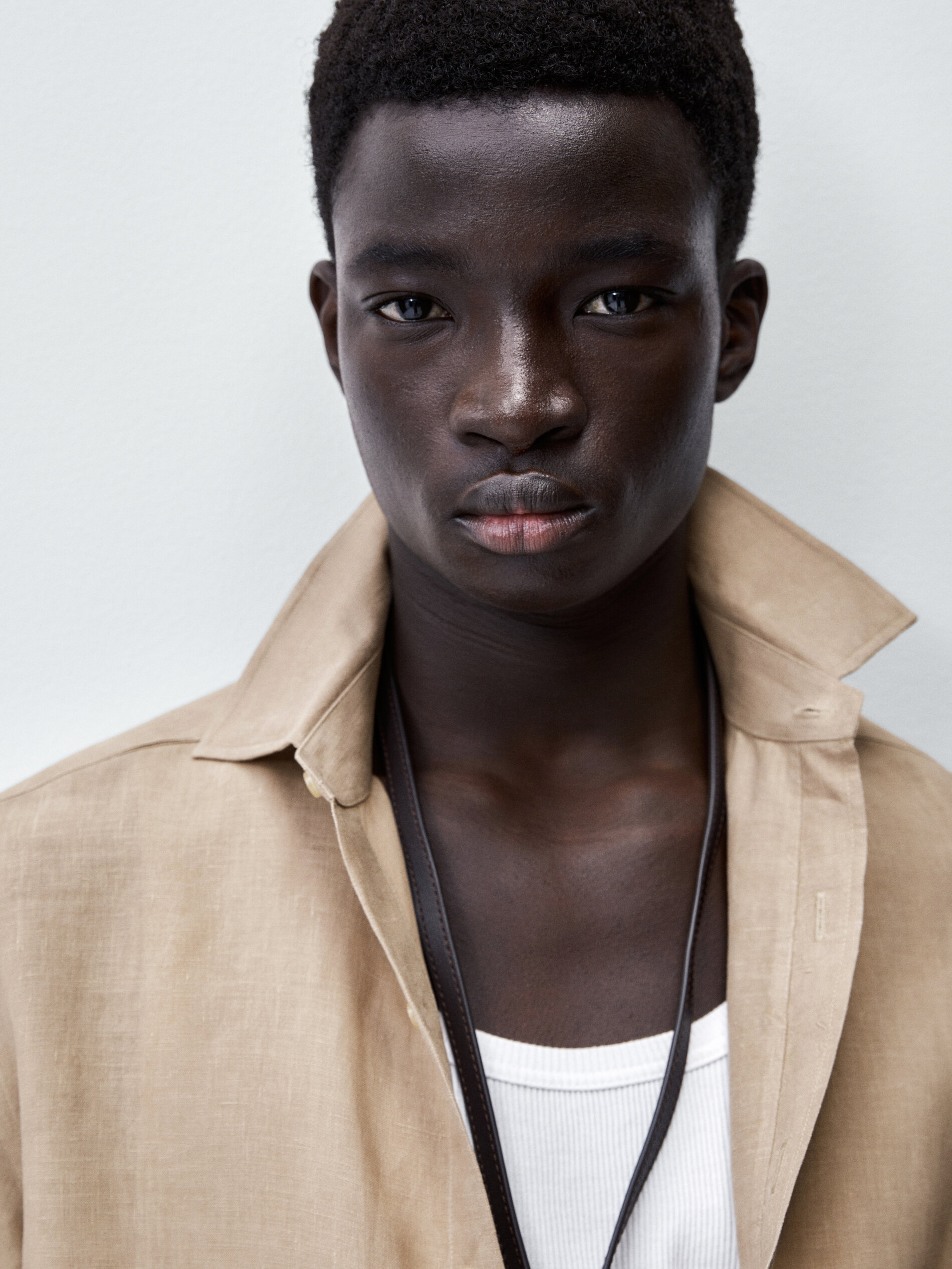 Camisa lino manga corta regular fit - TOSTADO