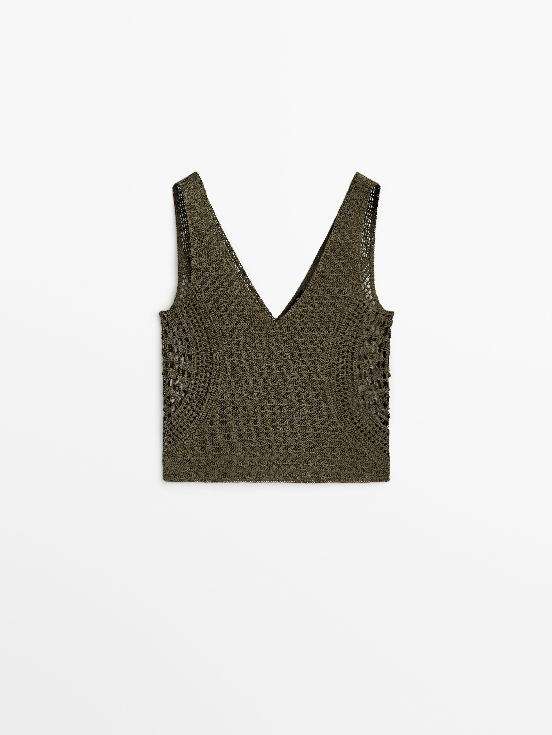 Top crochet escote pico - KAKI