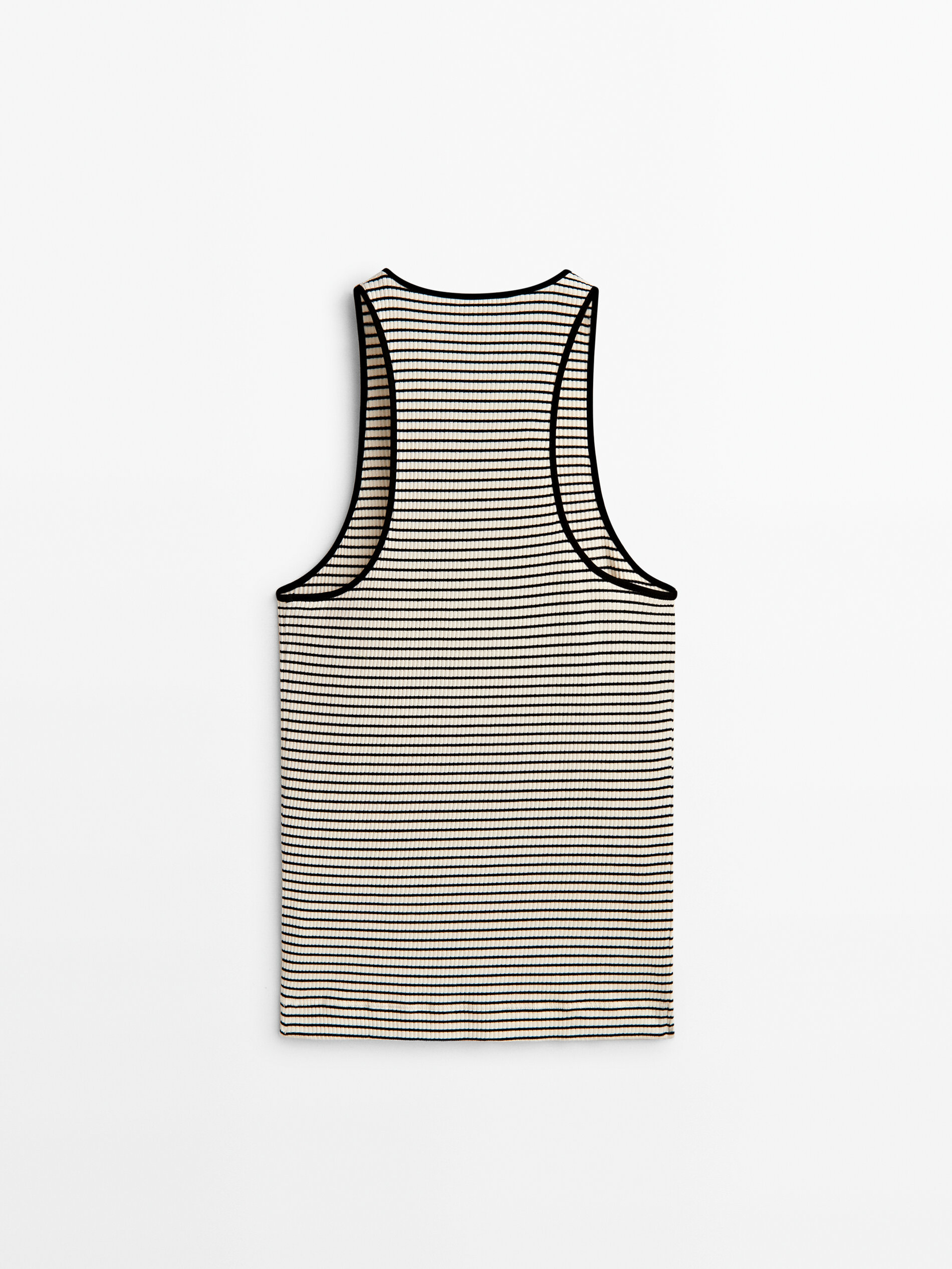 Camiseta rayas algodón sin mangas - CRUDO