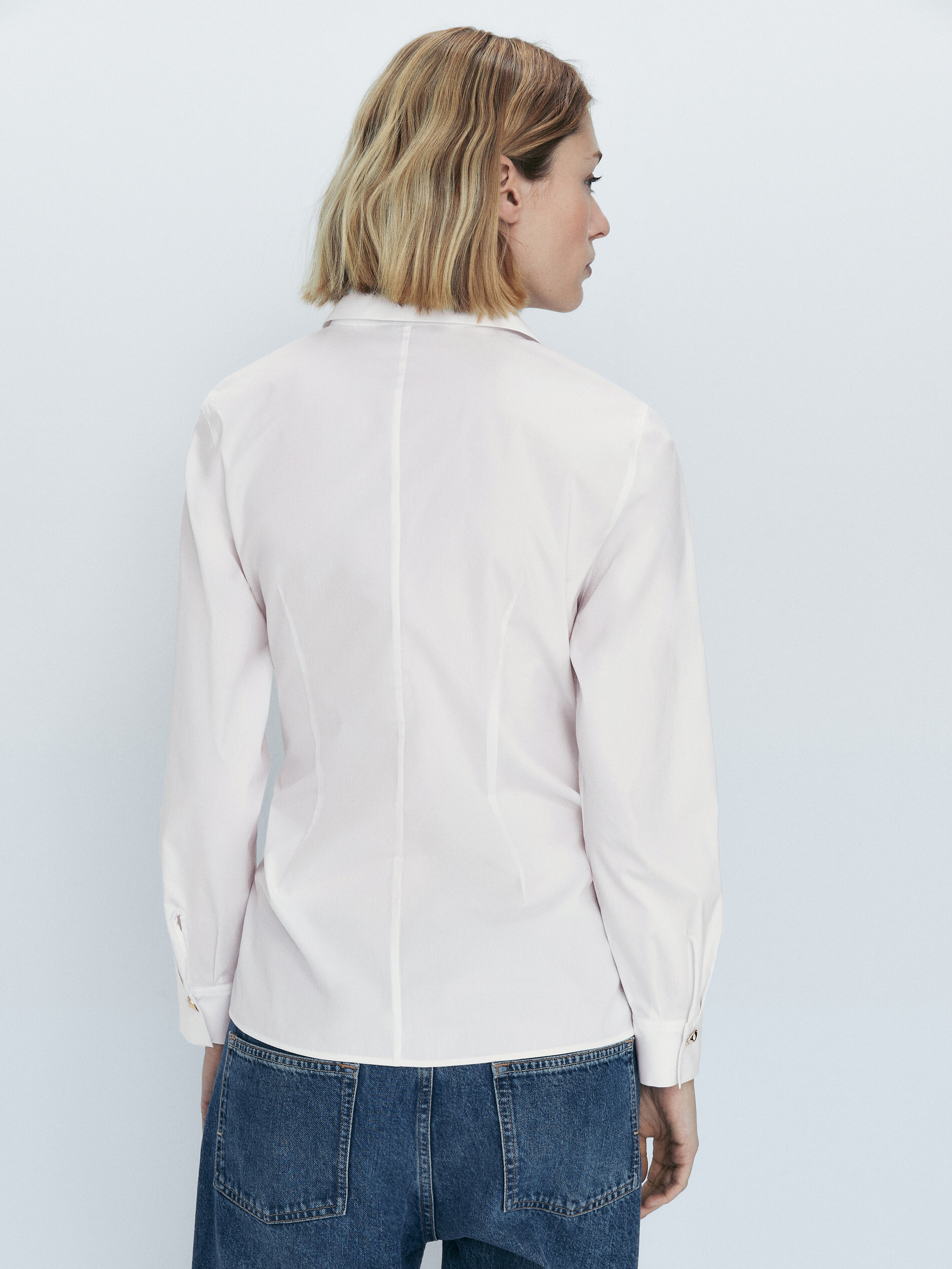 Camisa popelín detalle nudo - BLANCO