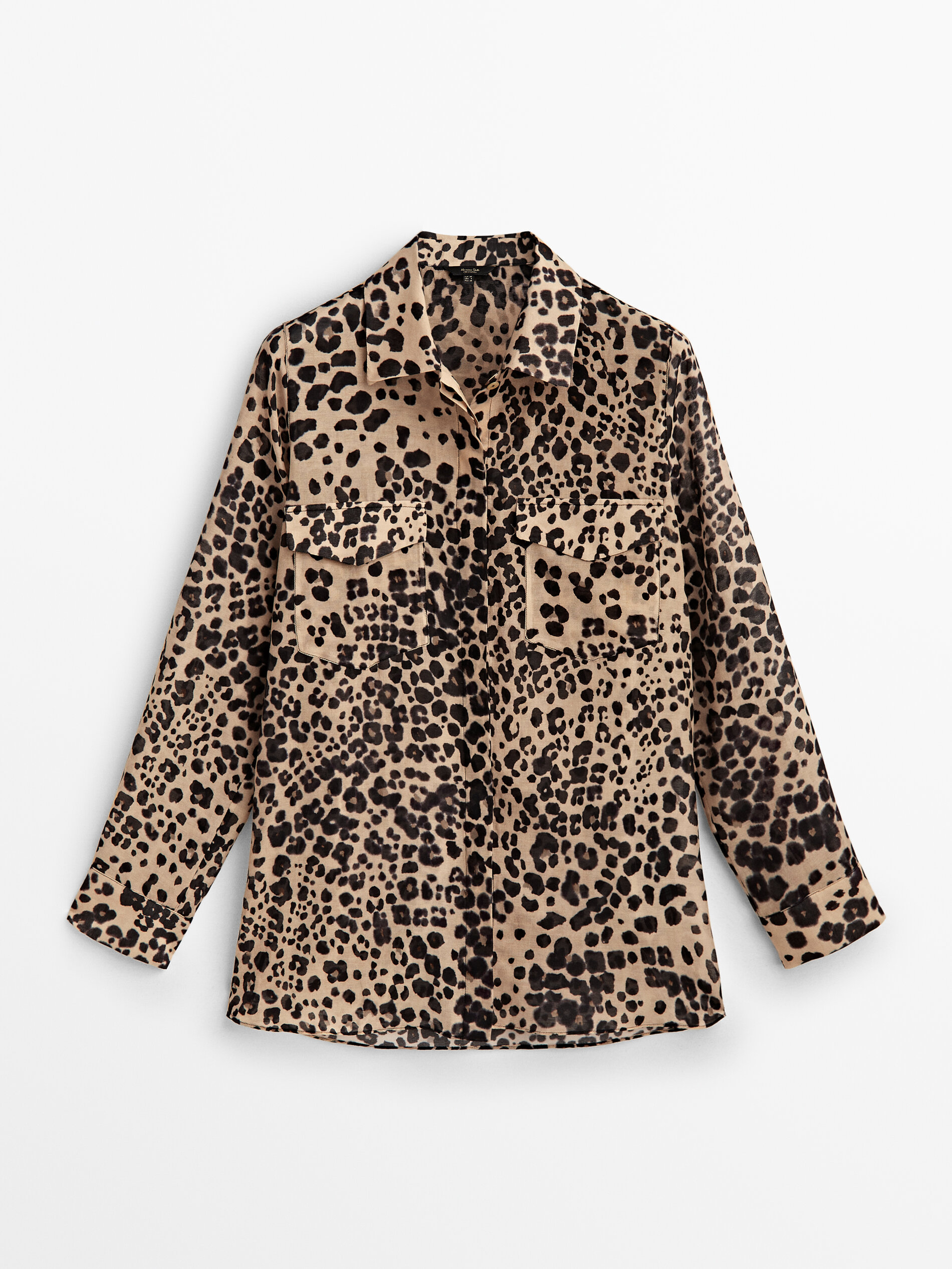 Camisa estampado animal bolsillos - MARRÓN