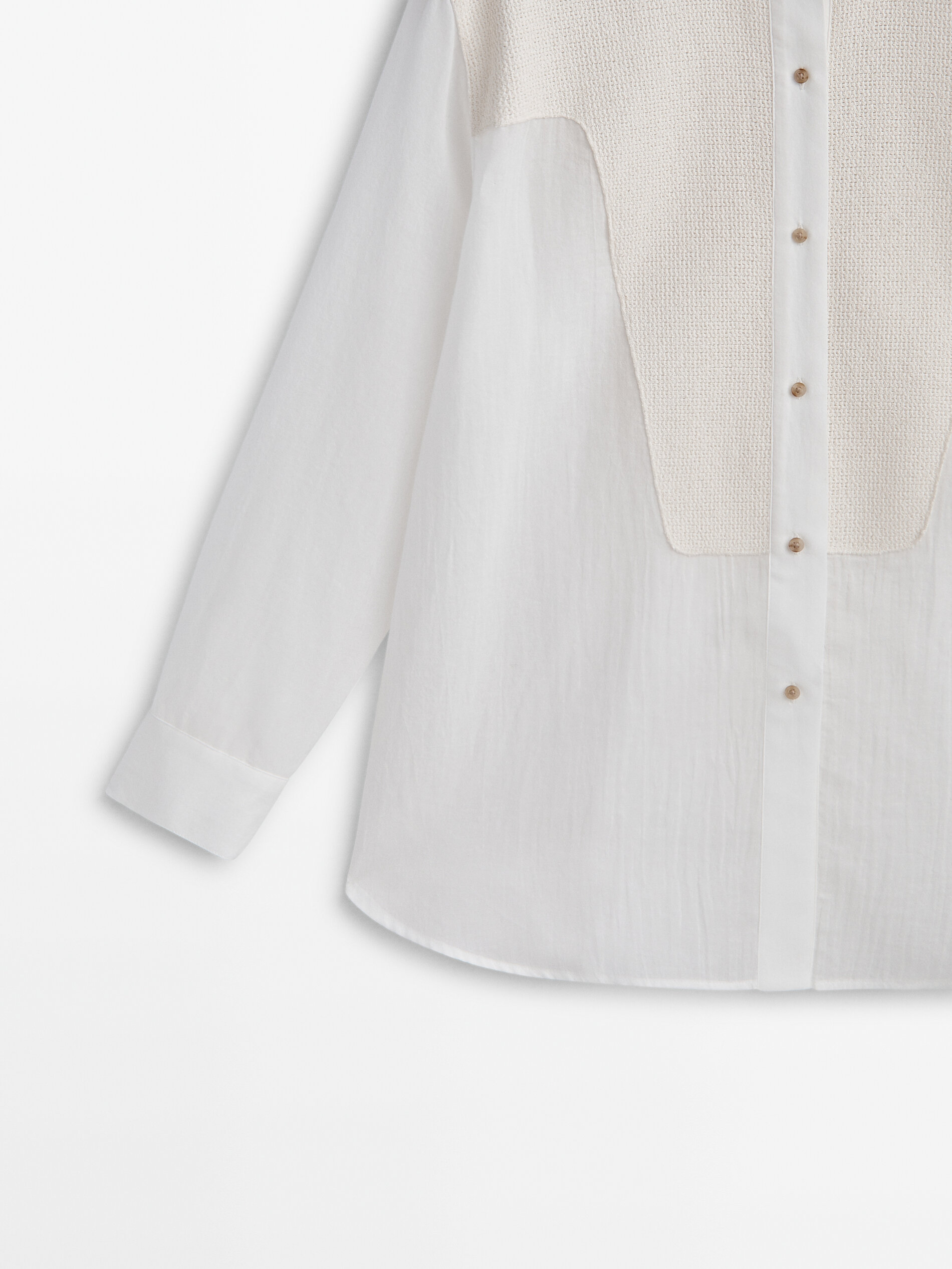 Camisa semitransparente detalle pechera - BLANCO