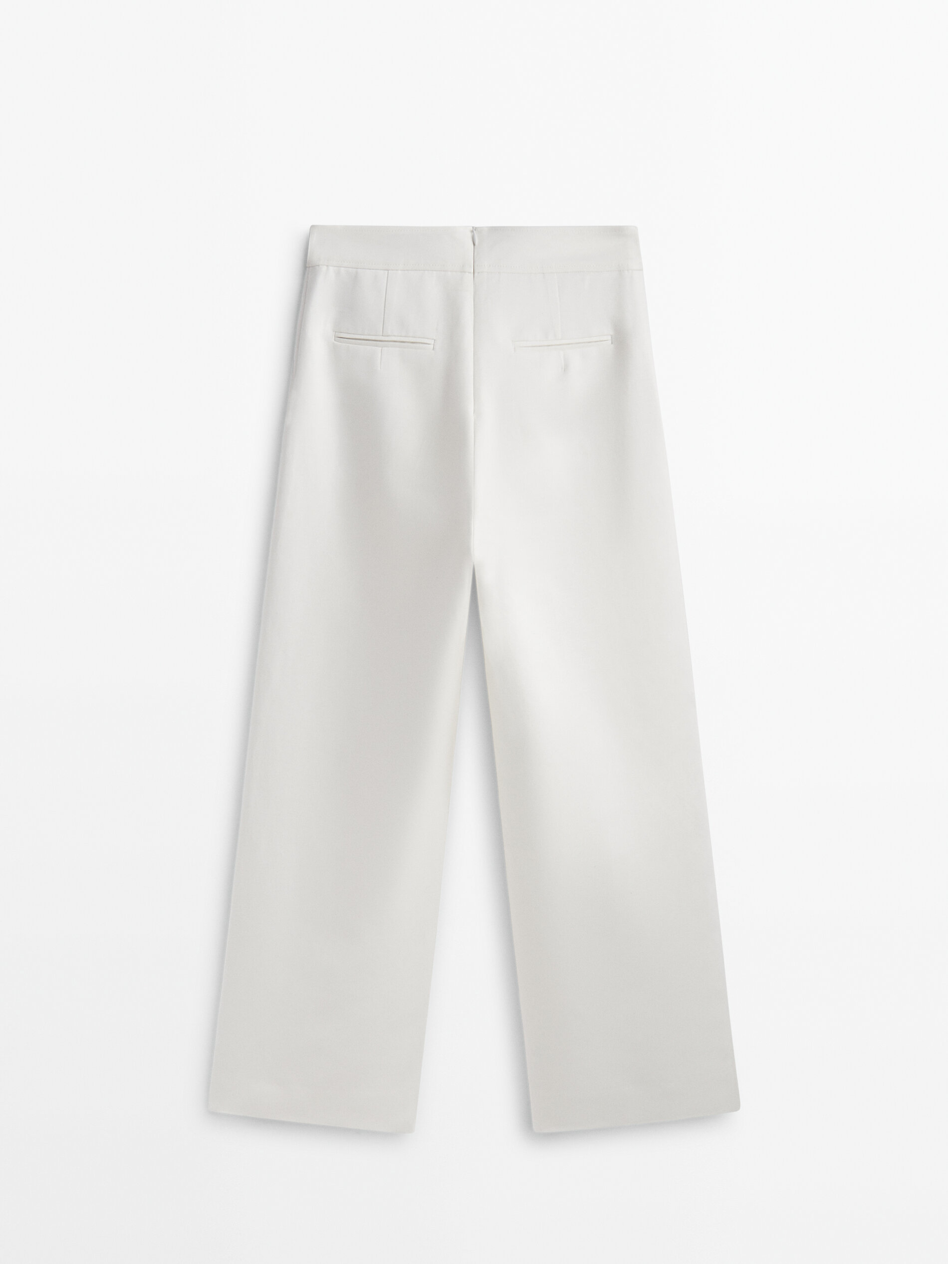Pantalón ancho mezcla algodón lino botones - BLANCO