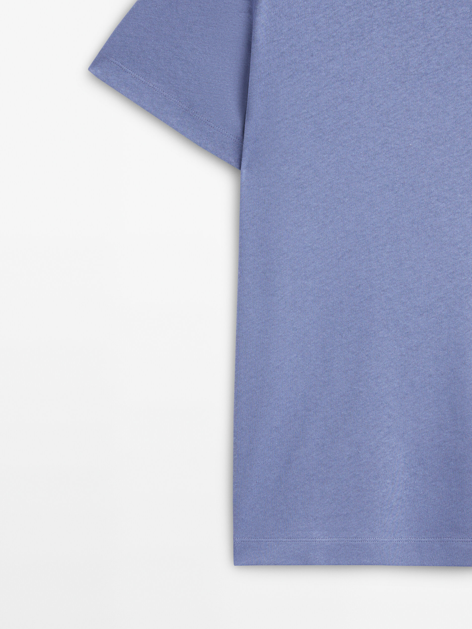 Camiseta manga corta con lino y algodón - AZULÓN