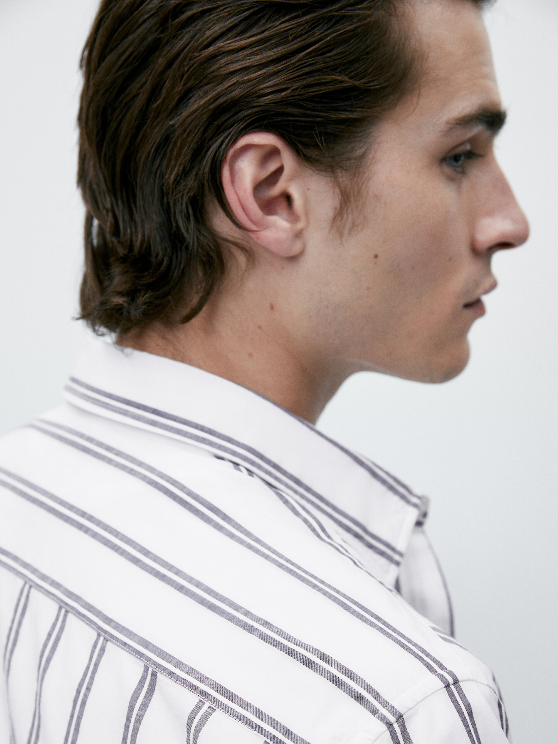 Camisa raya doble regular fit - AZUL MARINO