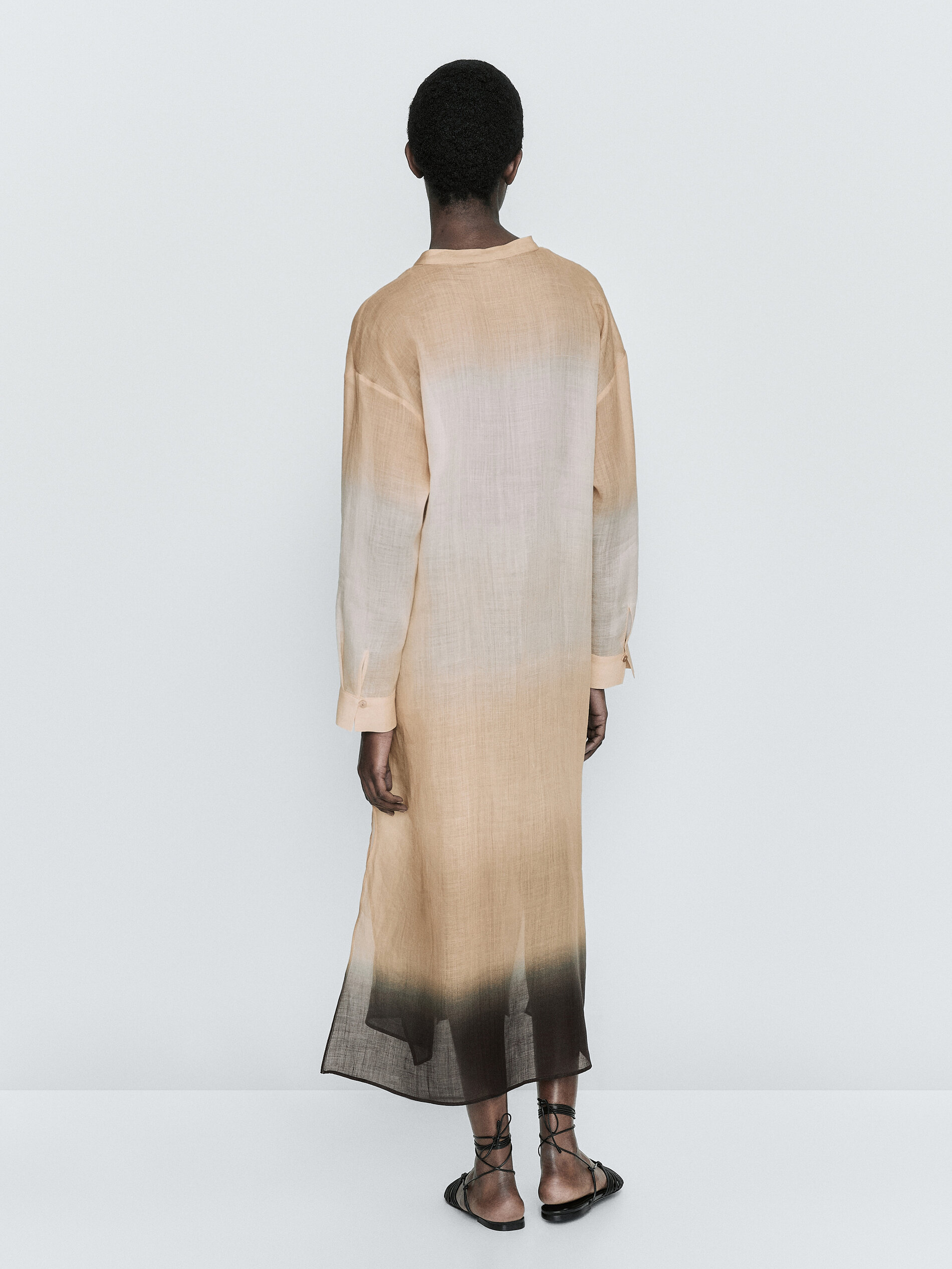 Vestido túnica ramio degradado - CRUDO