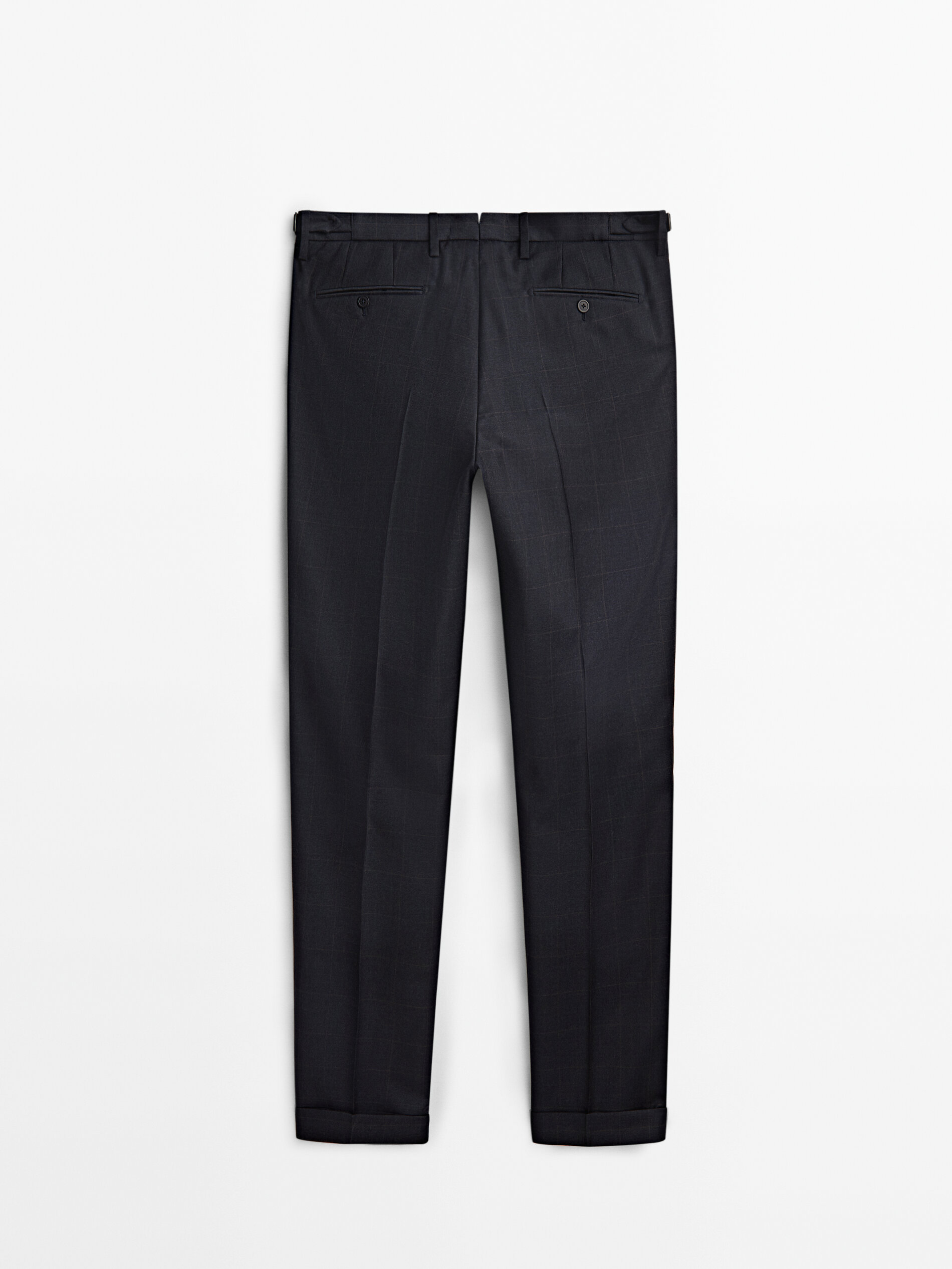 Pantalón traje cuadros azul marino lana - AZUL MARINO