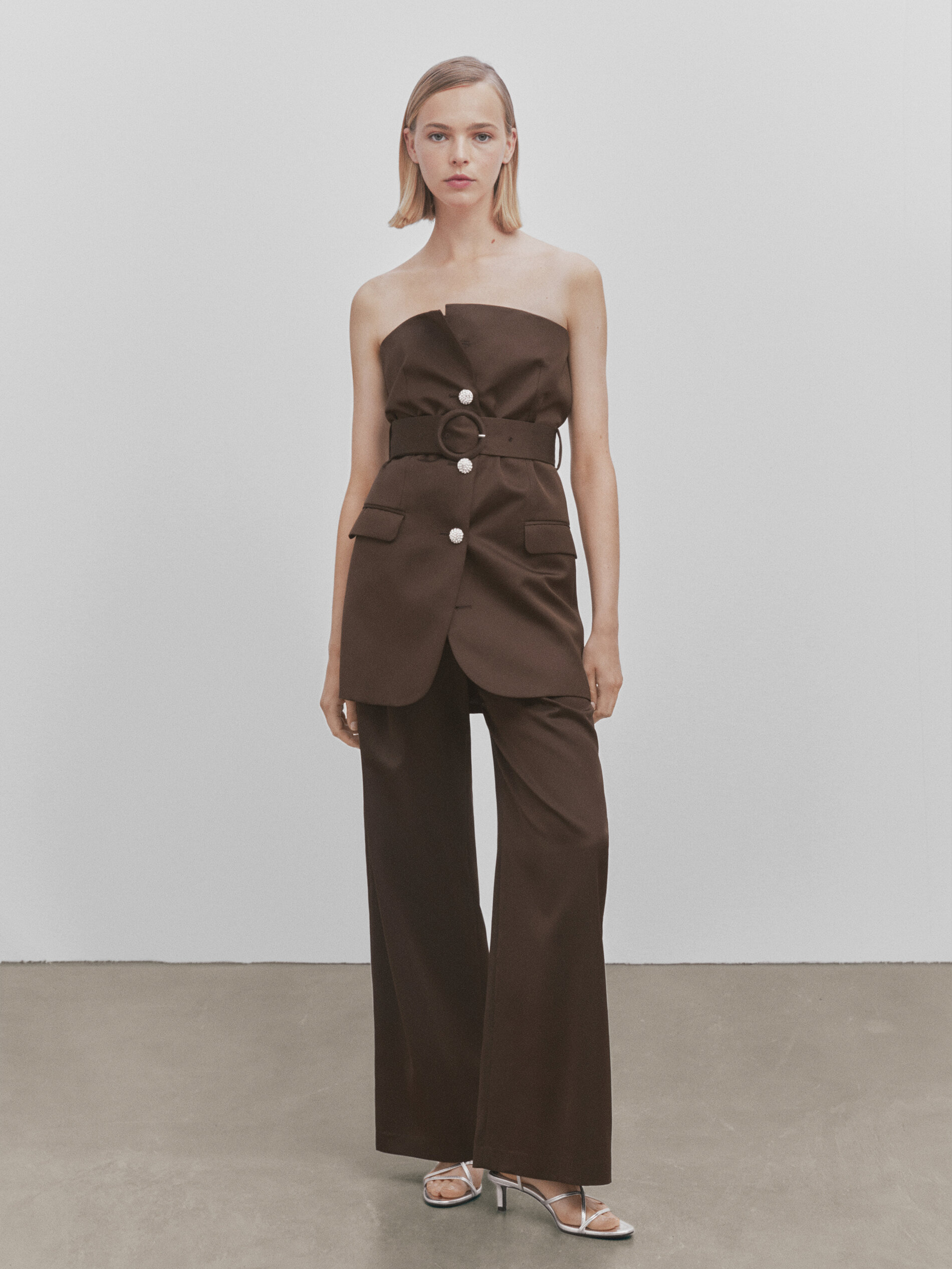 Vestido americana -Studio - MARRÓN