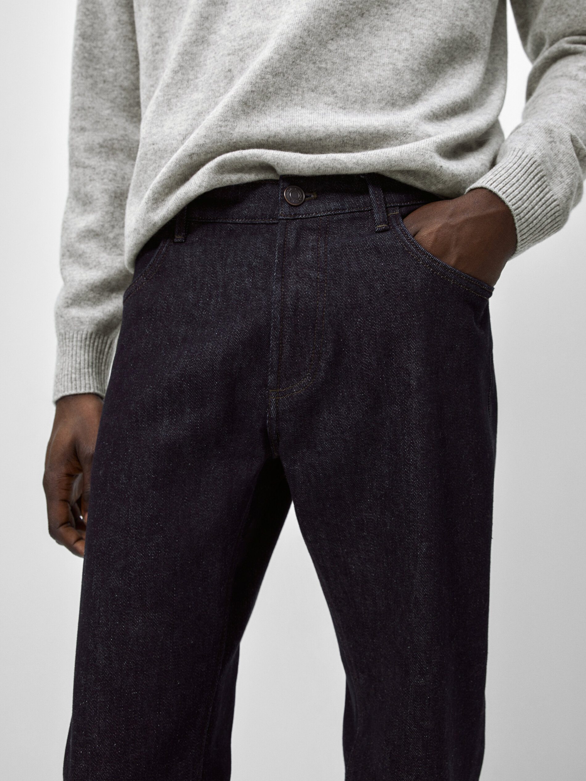 Pantalón vaquero desencolado regular fit - INDIGO