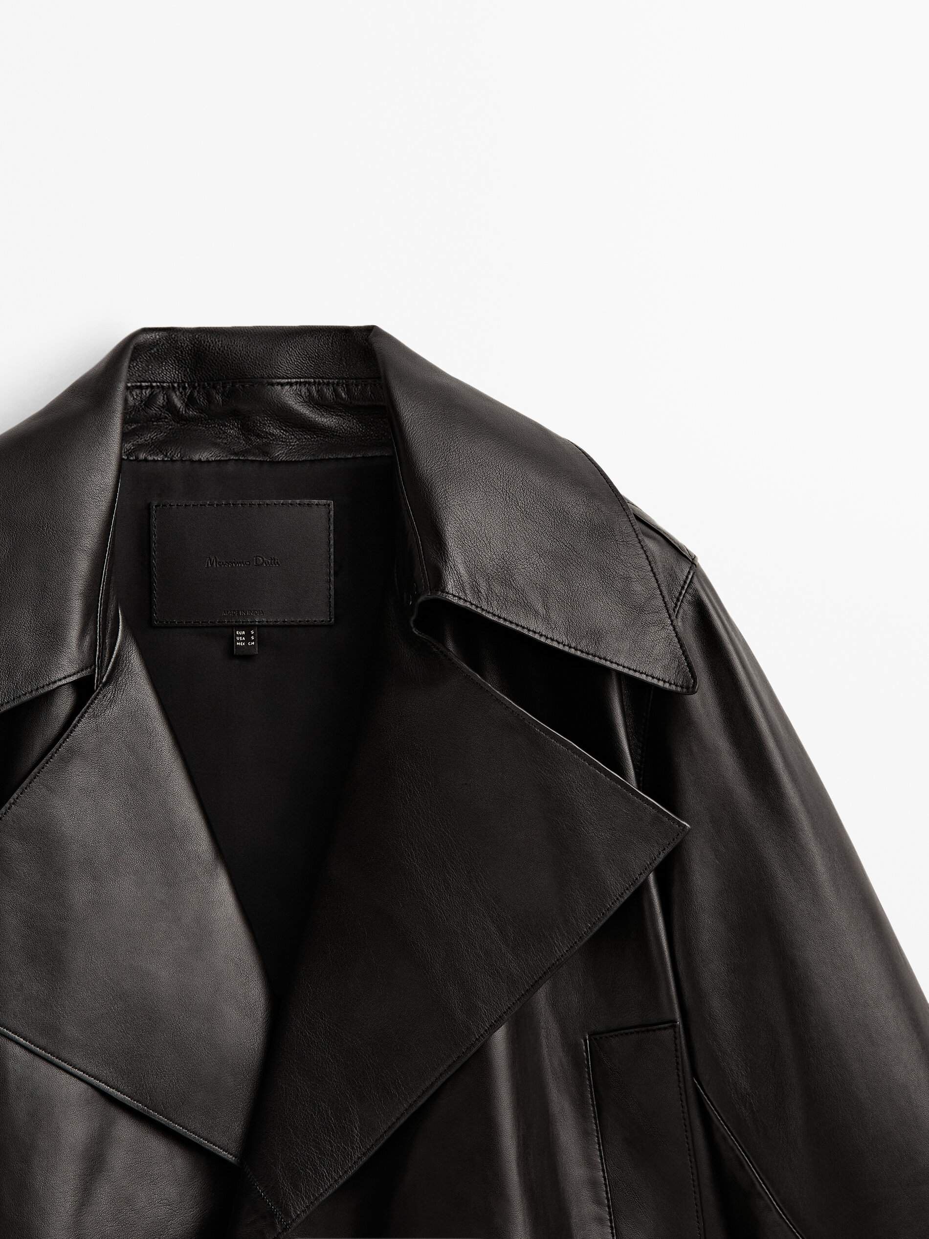 Cazadora piel napa maxi cuello - NEGRO