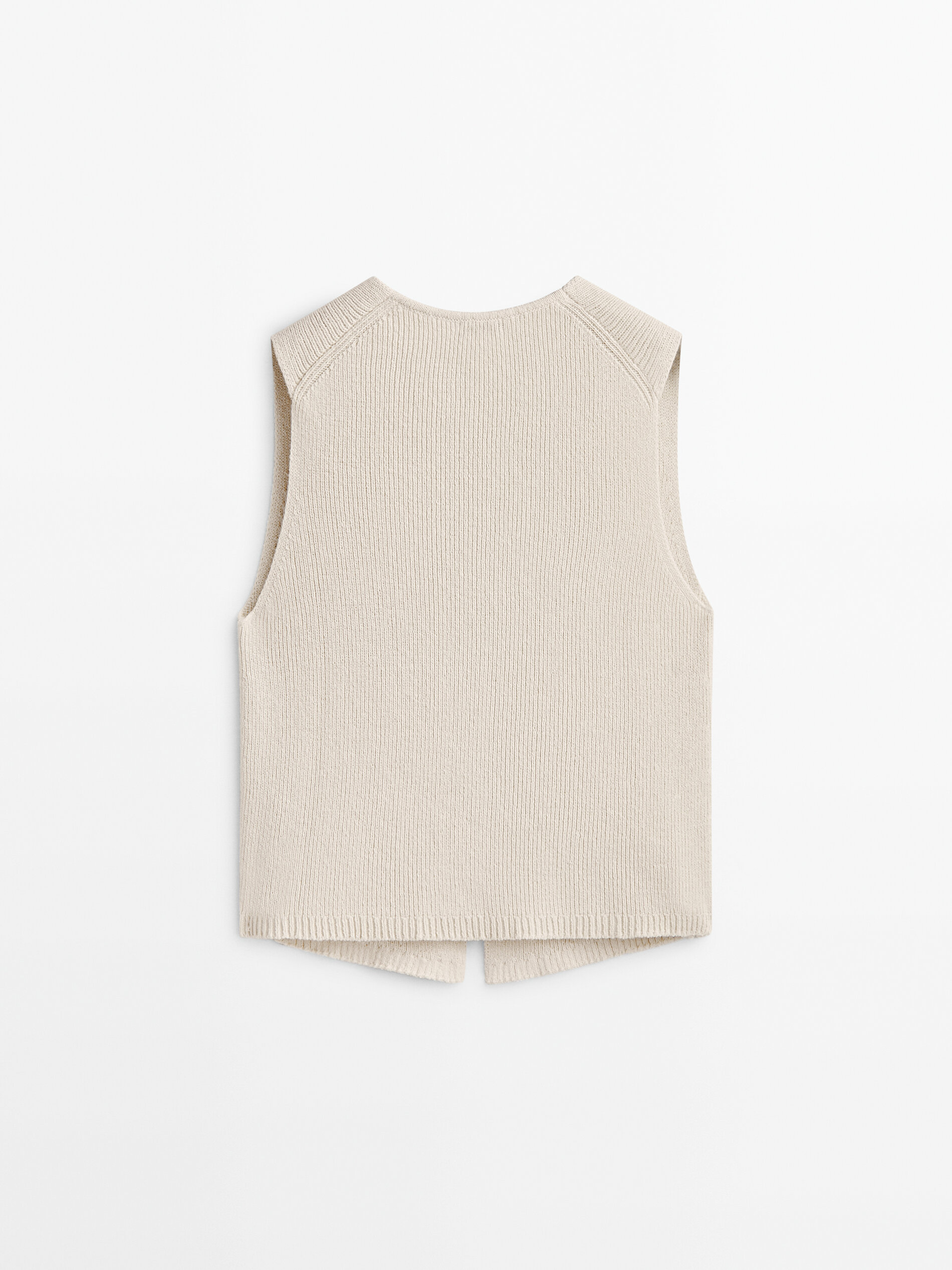 Chaleco punto cuello pico aberturas - CRUDO