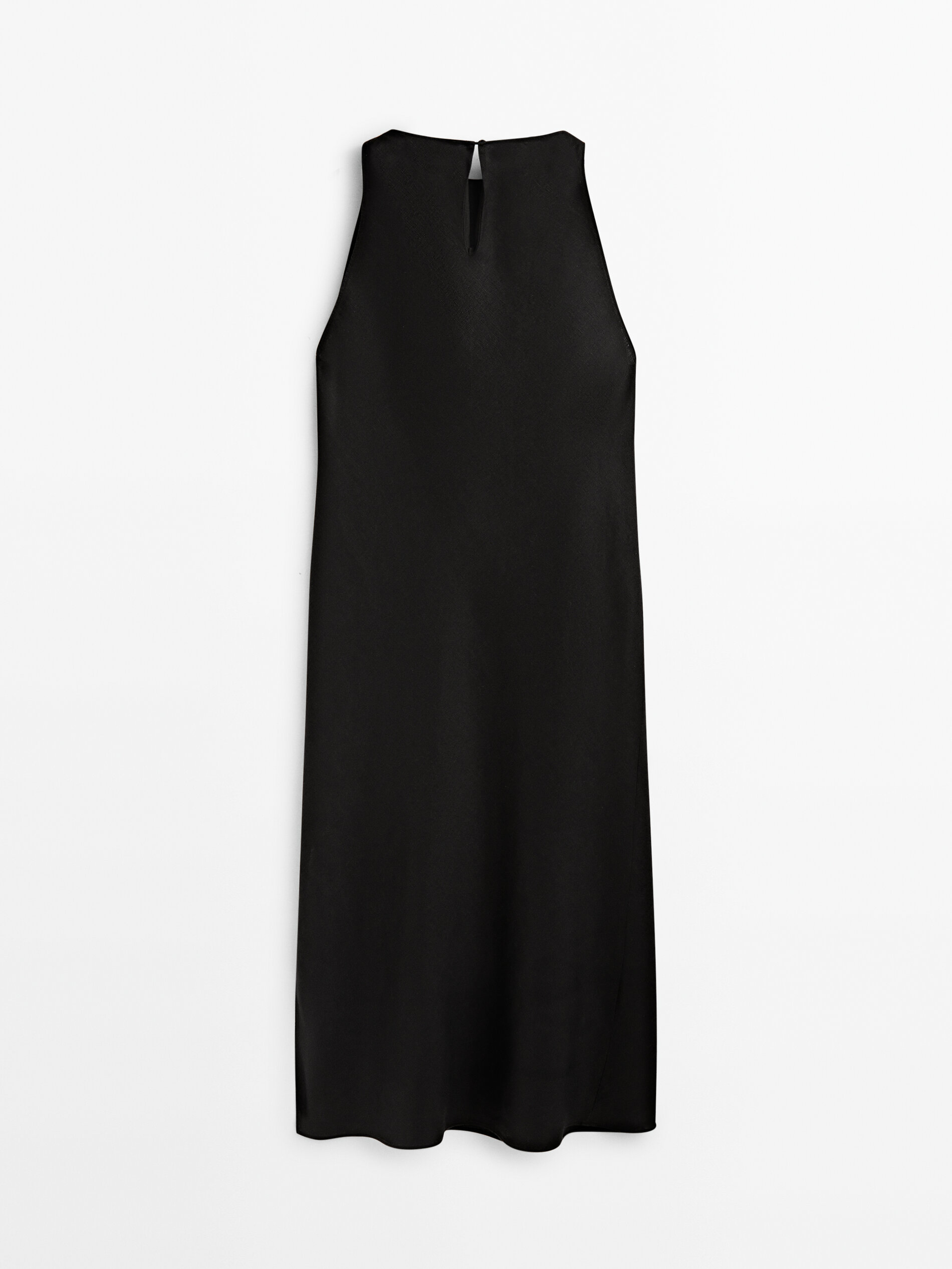 Vestido lino cuello halter - NEGRO