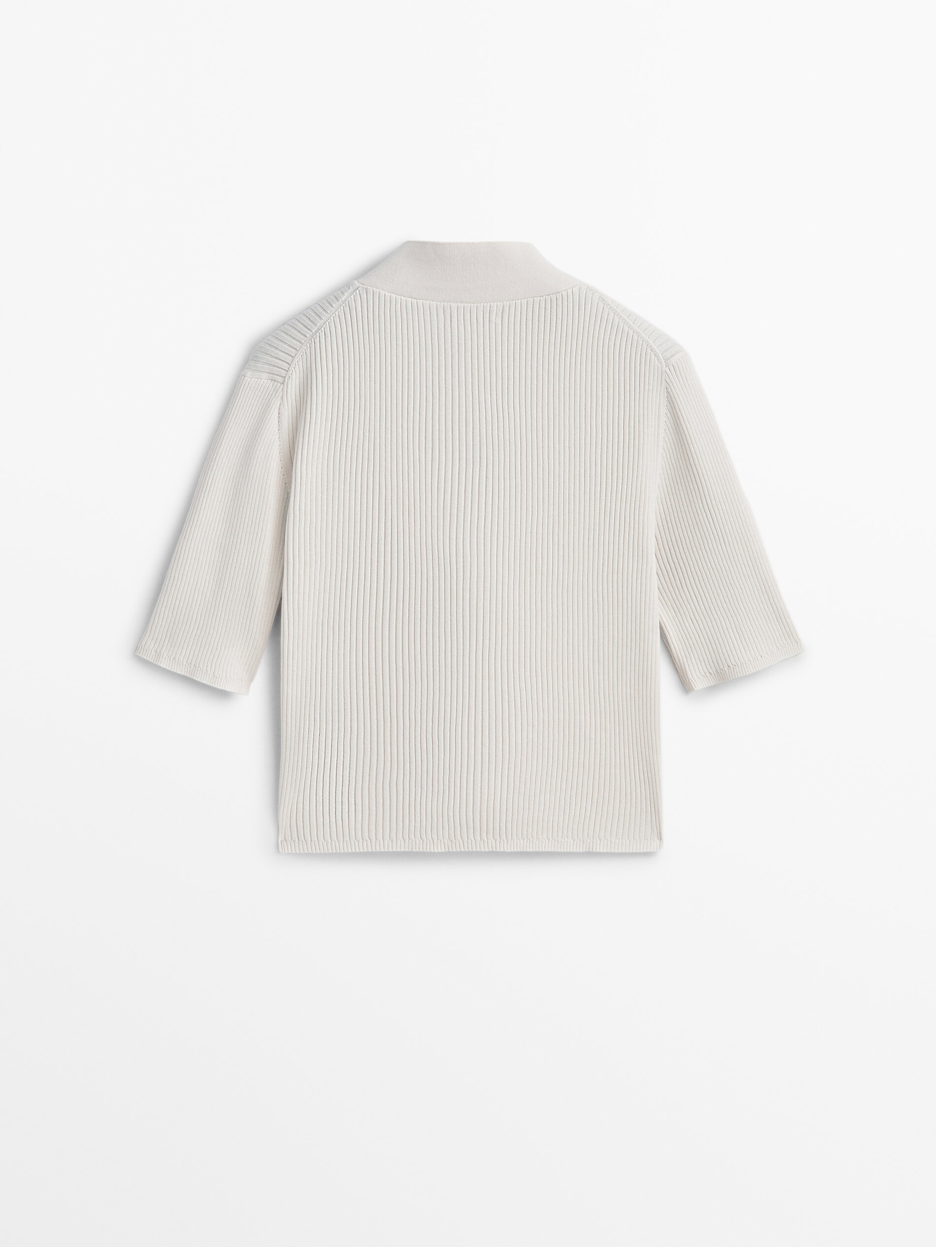 Cárdigan canalé mezcla algodón seda - CRUDO