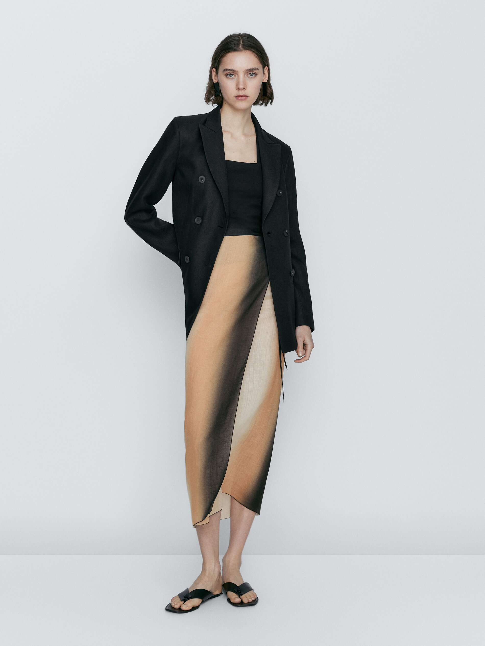 Pareo cruzado ramio degradado - CRUDO