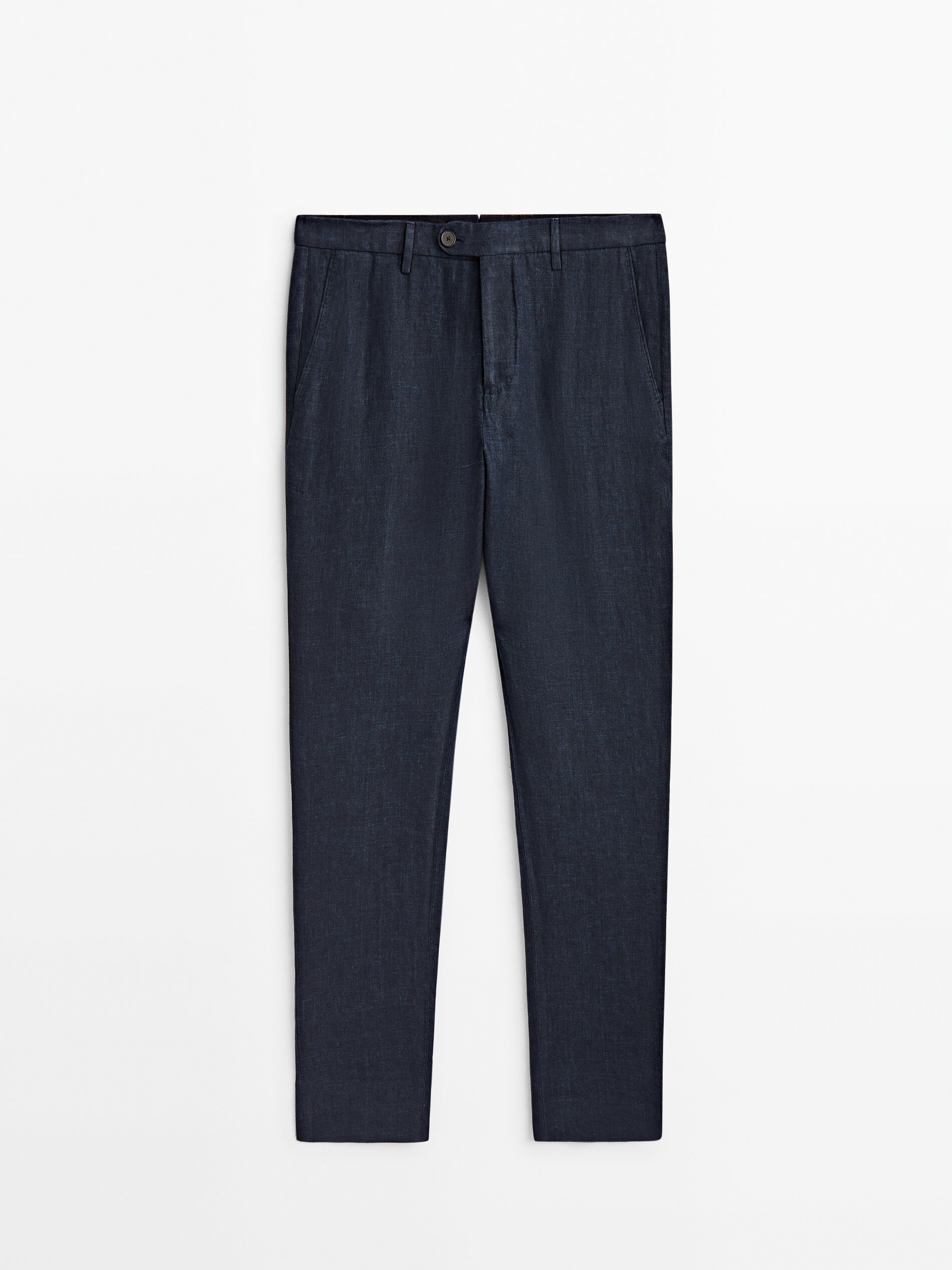 Pantalón traje lino sarga azul marino - AZUL MARINO