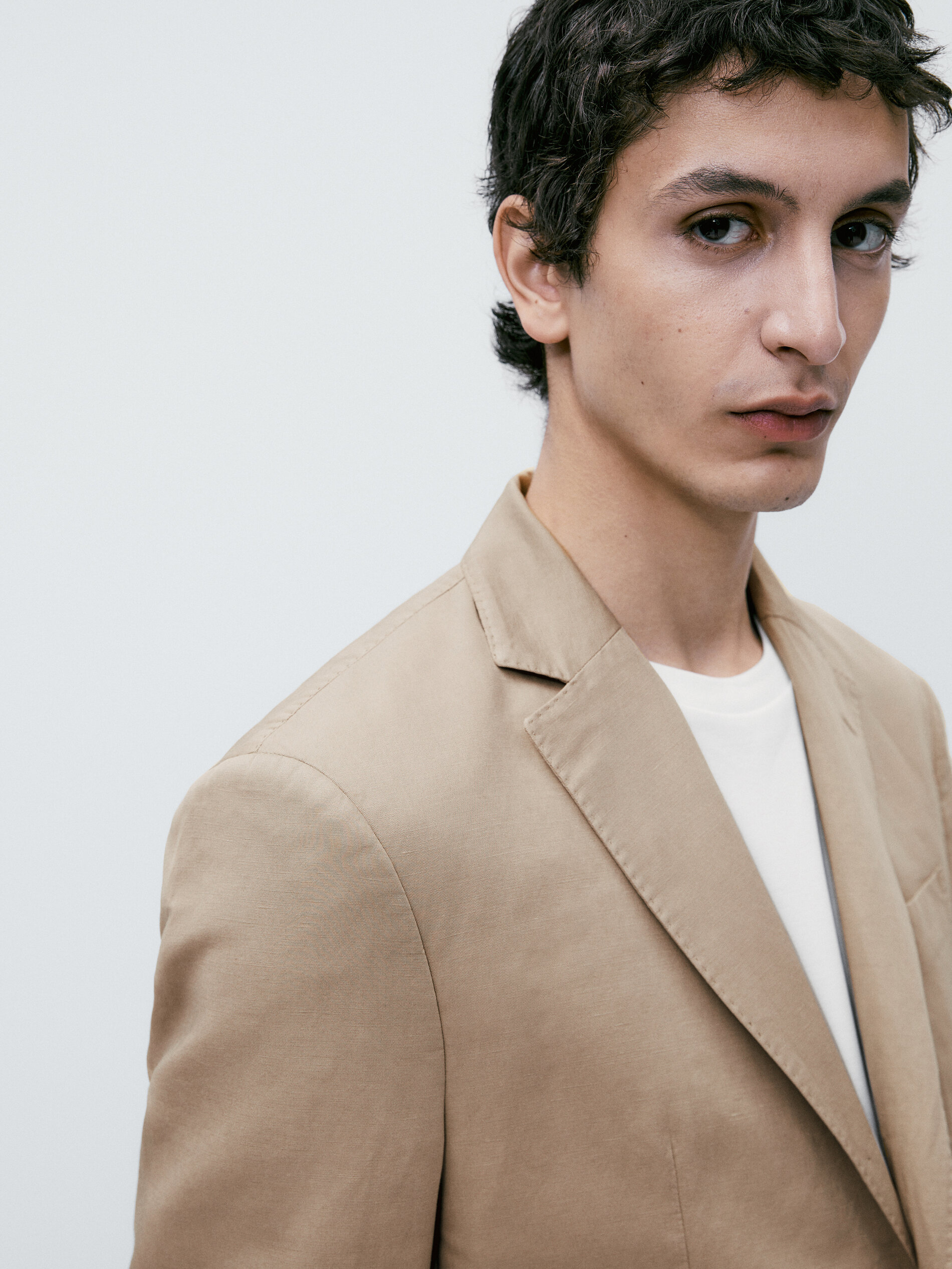 Americana tintada con lino y algodón - BEIGE