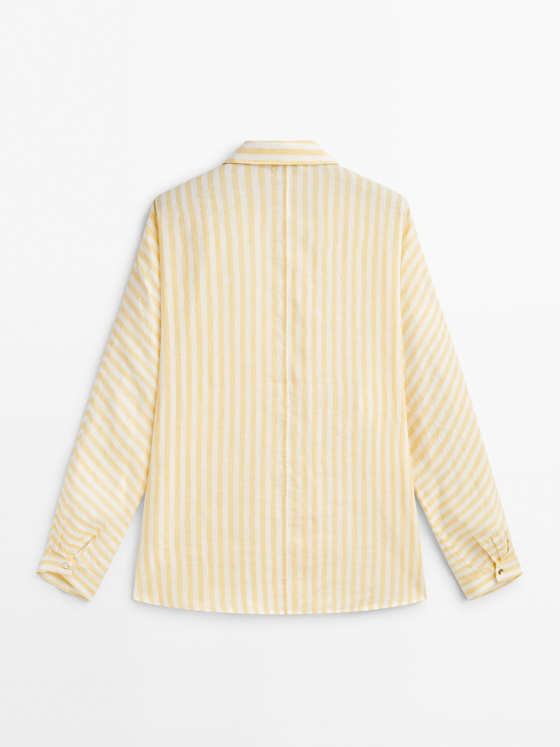 Camisa rayas 100% lino bolsillos - AMARILLO