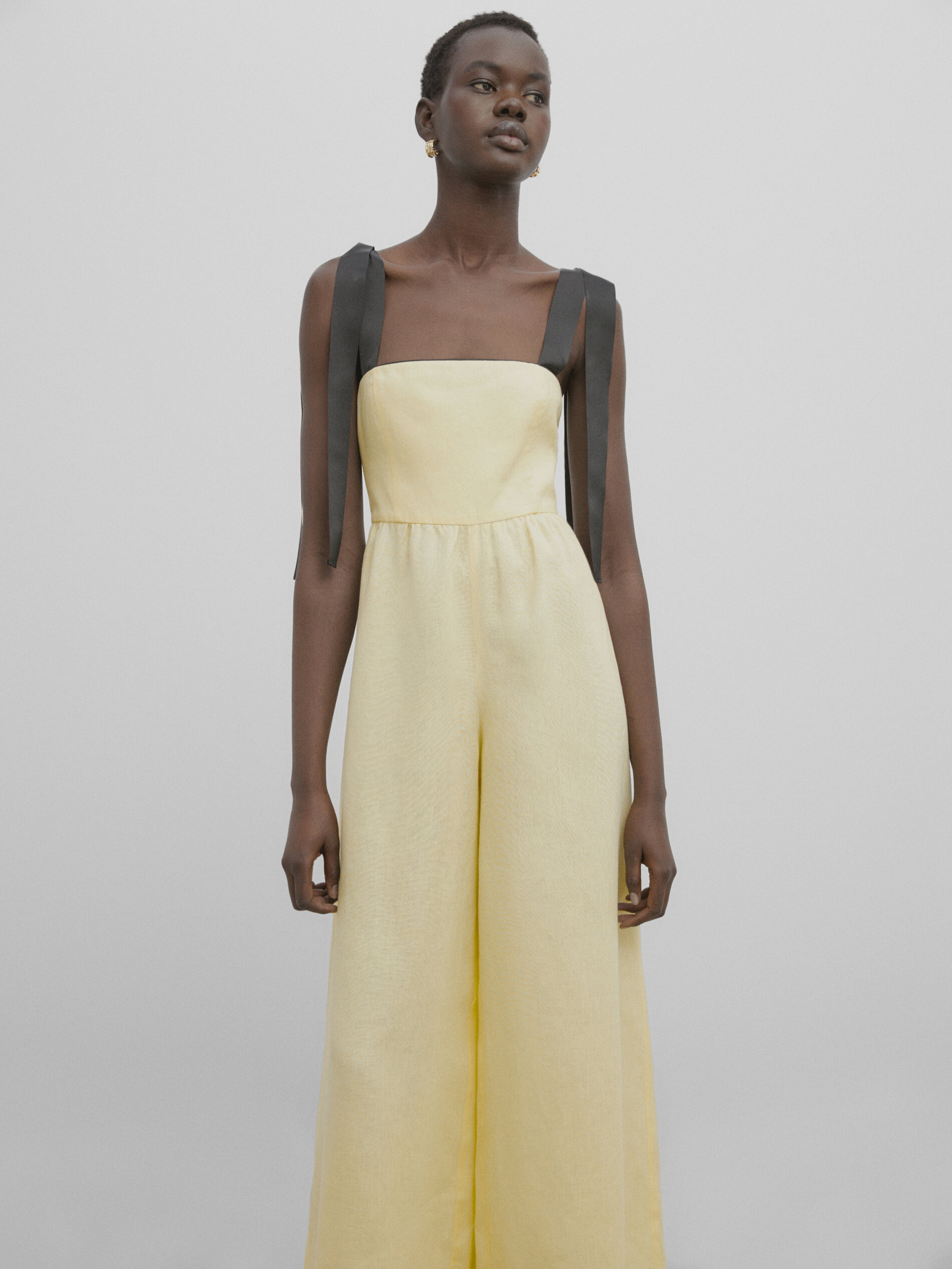 Mono lino tirantes contraste -Studio - AMARILLO