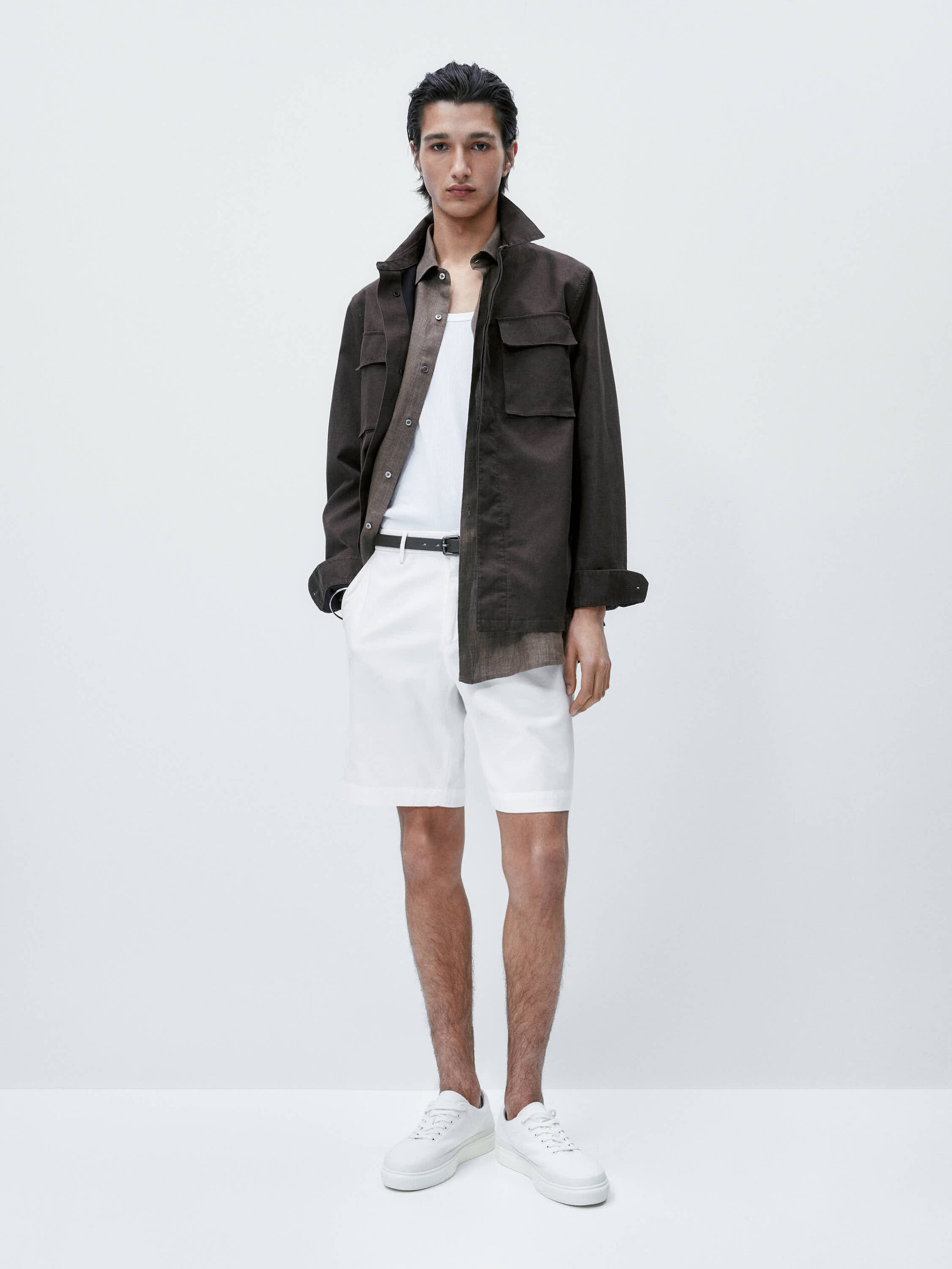 Bermuda mezcla algodón stretch - BLANCO