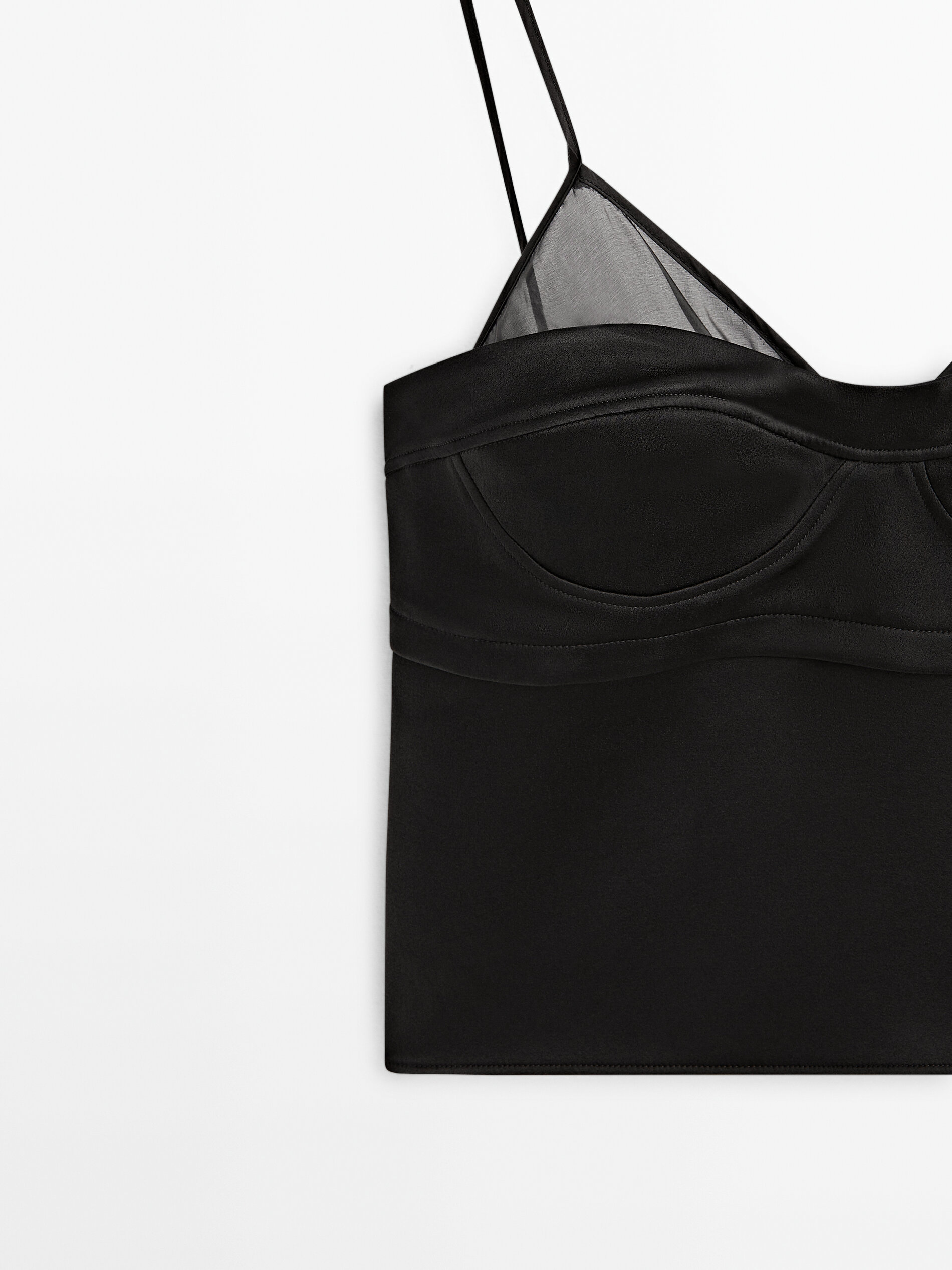 Top satinado tirantes - NEGRO