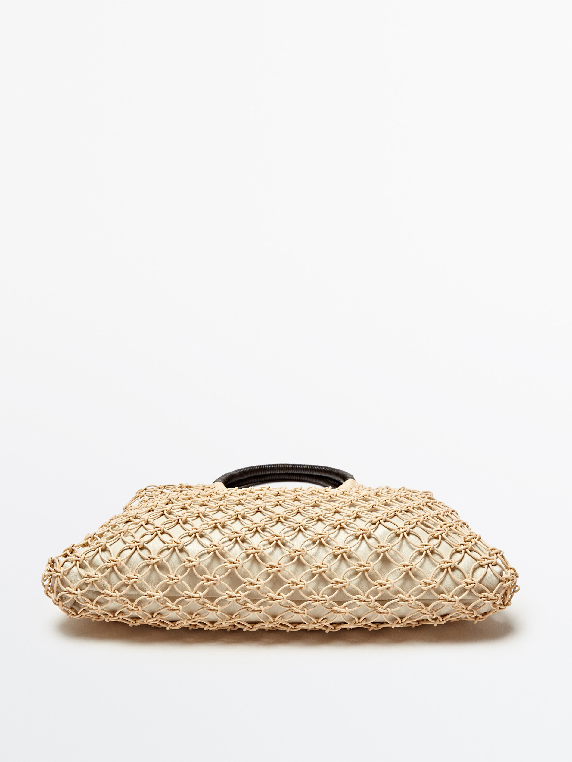 Bolso mini shopper trenzado tubular - BLANCO