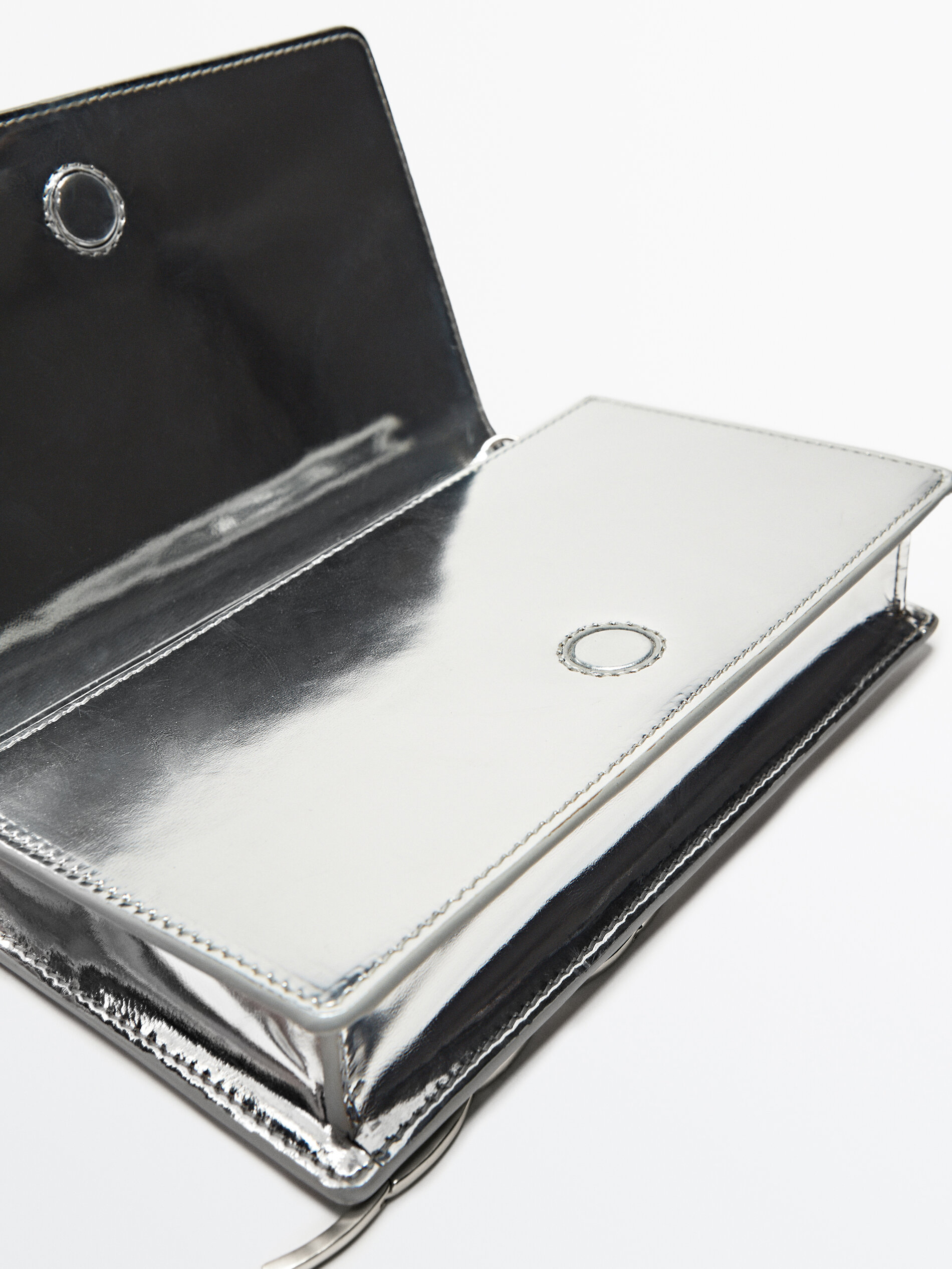 Bolso piel asa piezas articuladas - PLATA