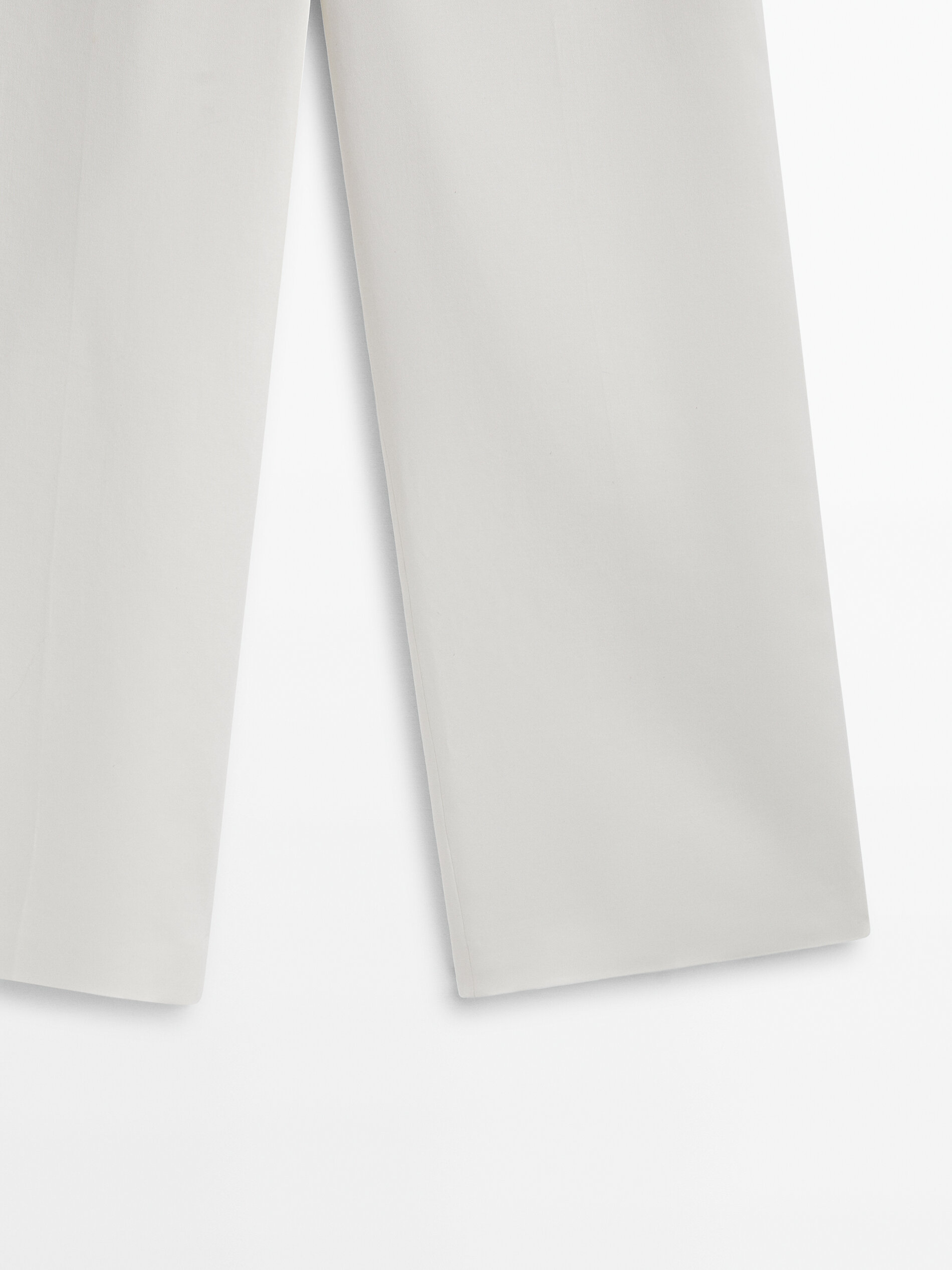 Pantalón ancho mezcla algodón lino botones - BLANCO