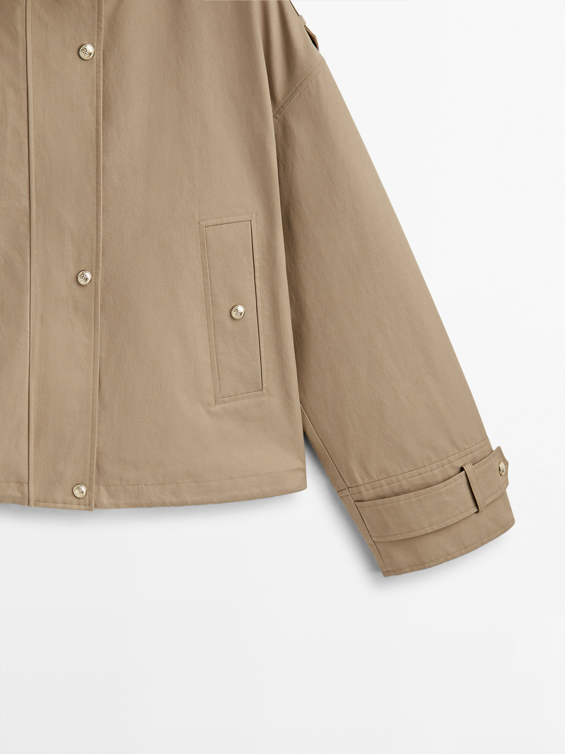 Parka corta botones dorados - BEIGE