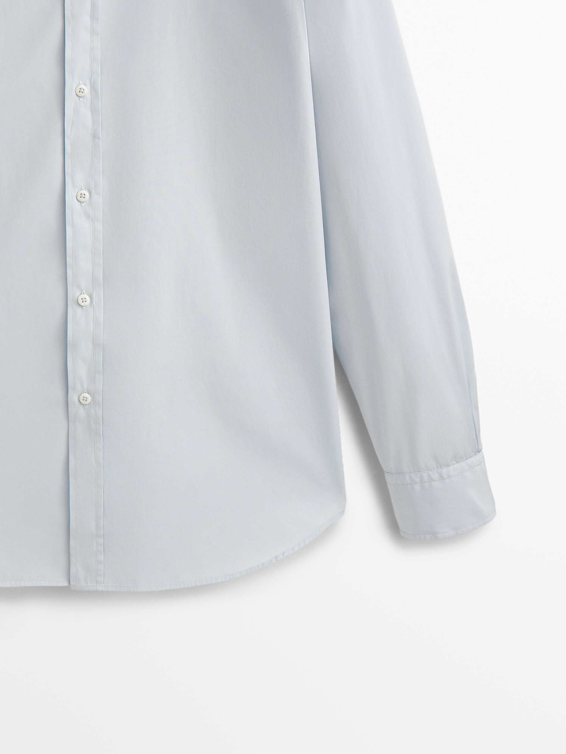 Camisa popelín algodón slim fit - Azul Claro