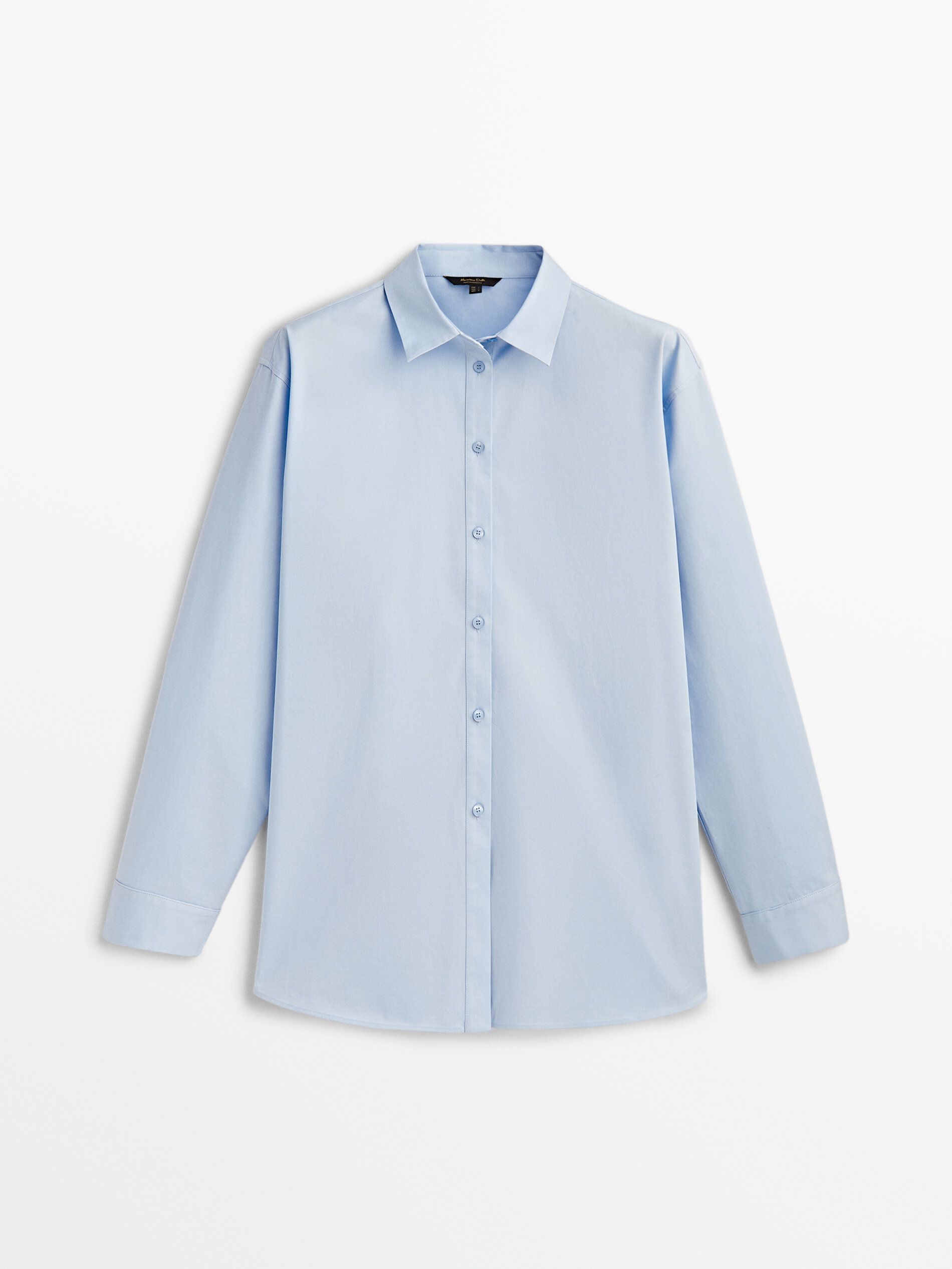 Camisa popelín algodón sarga - CELESTE