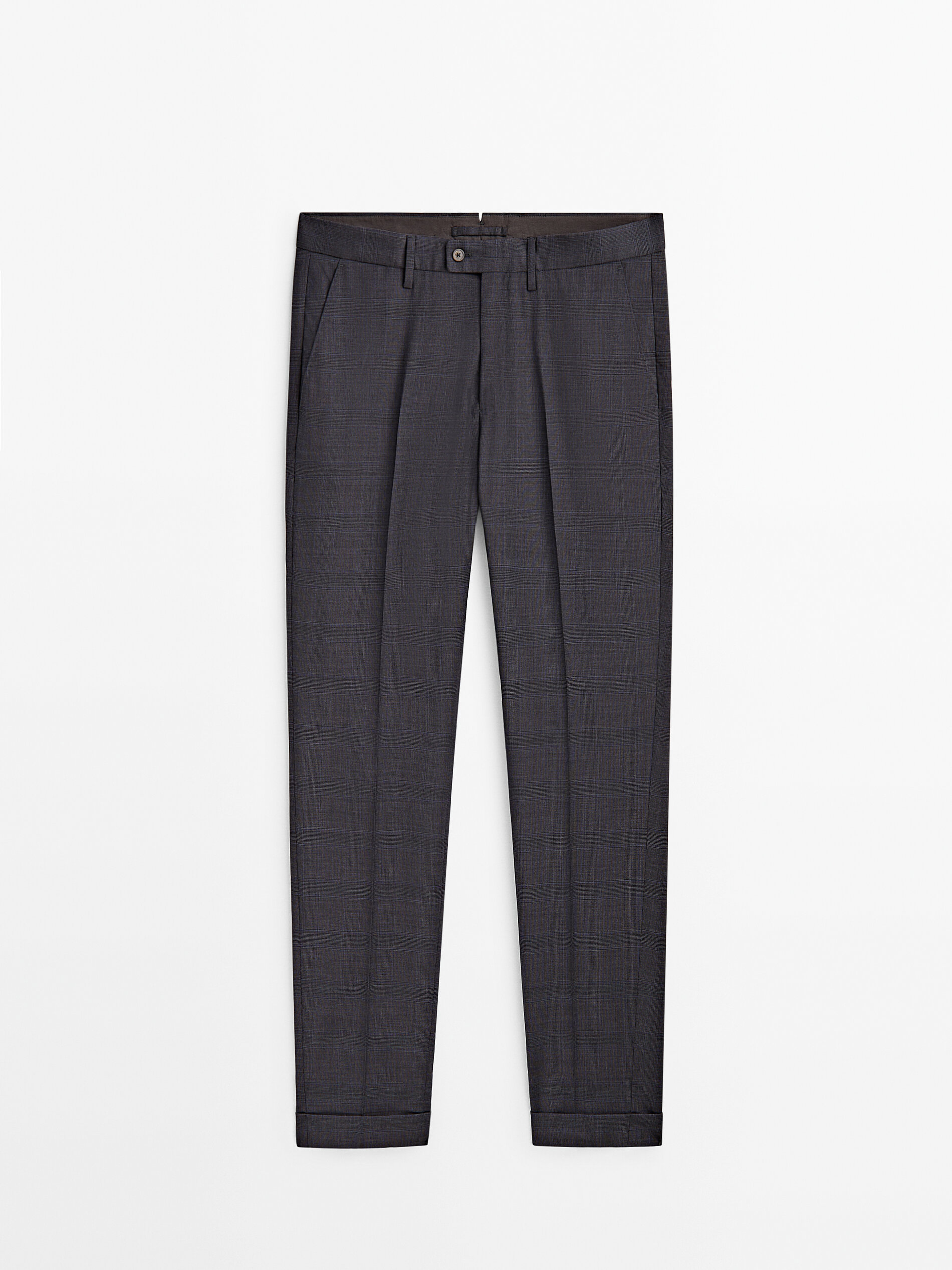 Pantalón traje lana super 120's cuadros - GRIS