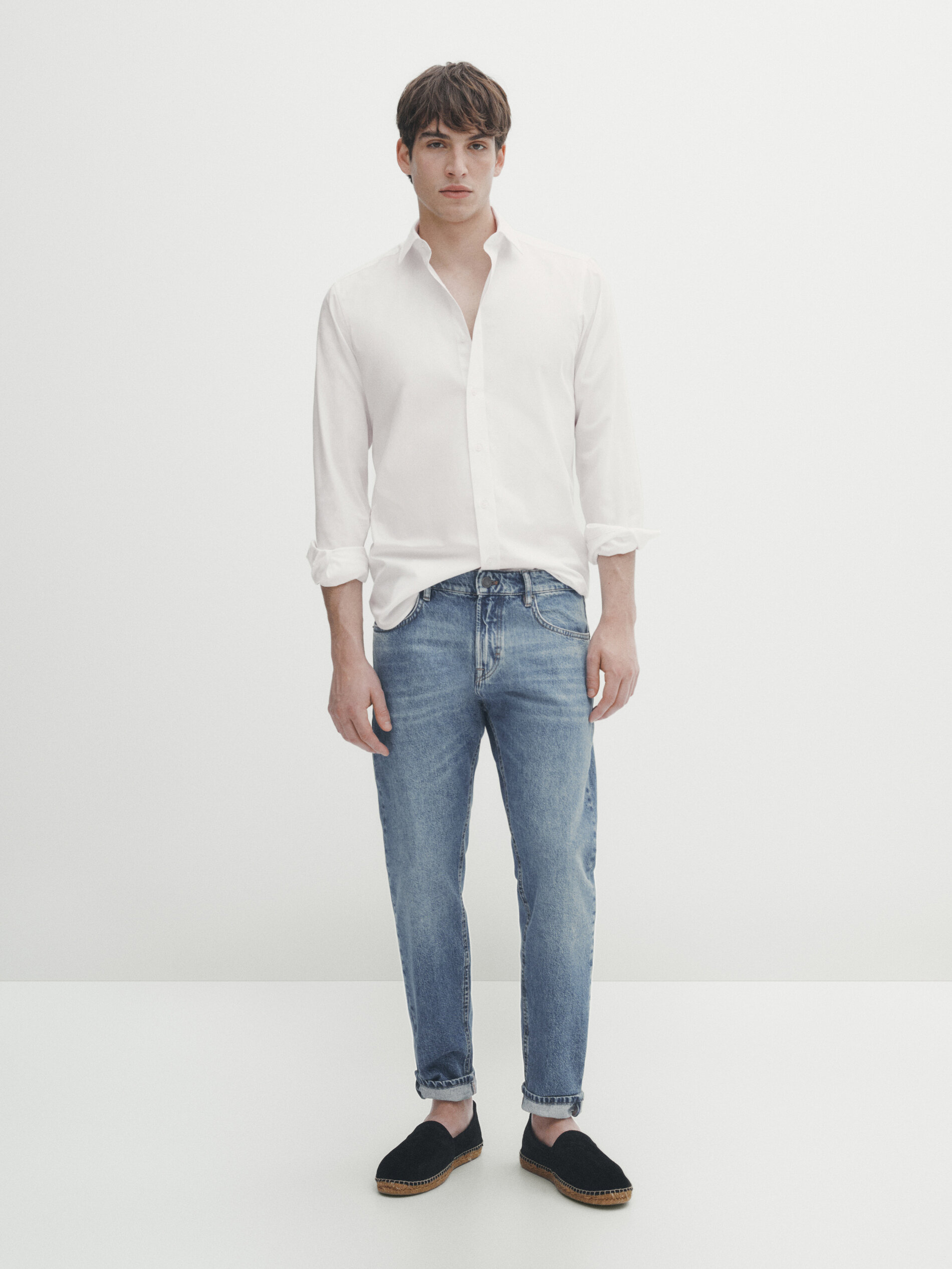 Camisa estructura algodón slim fit - BLANCO