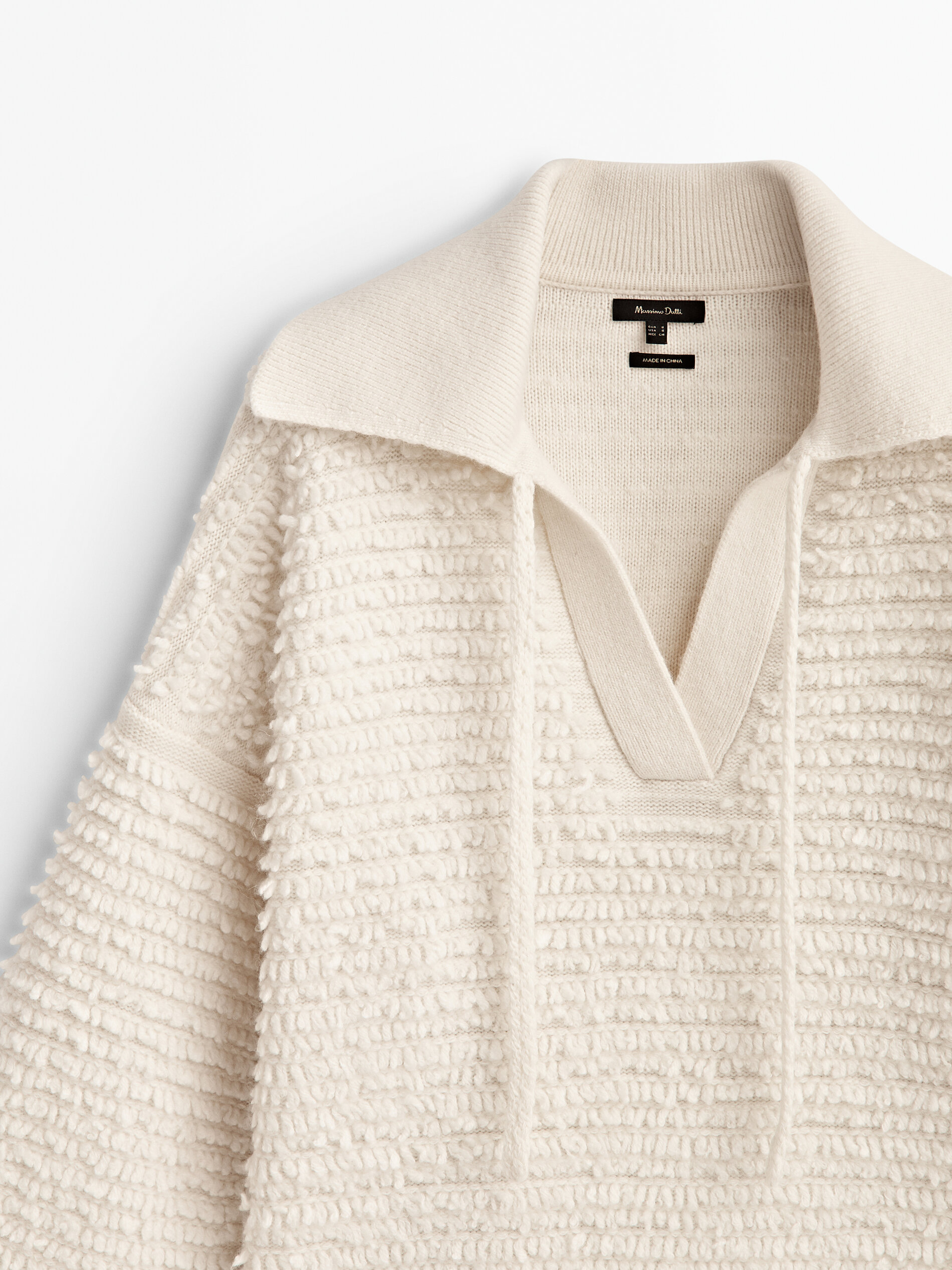 Jersey cuello polo punto boucle - BEIGE