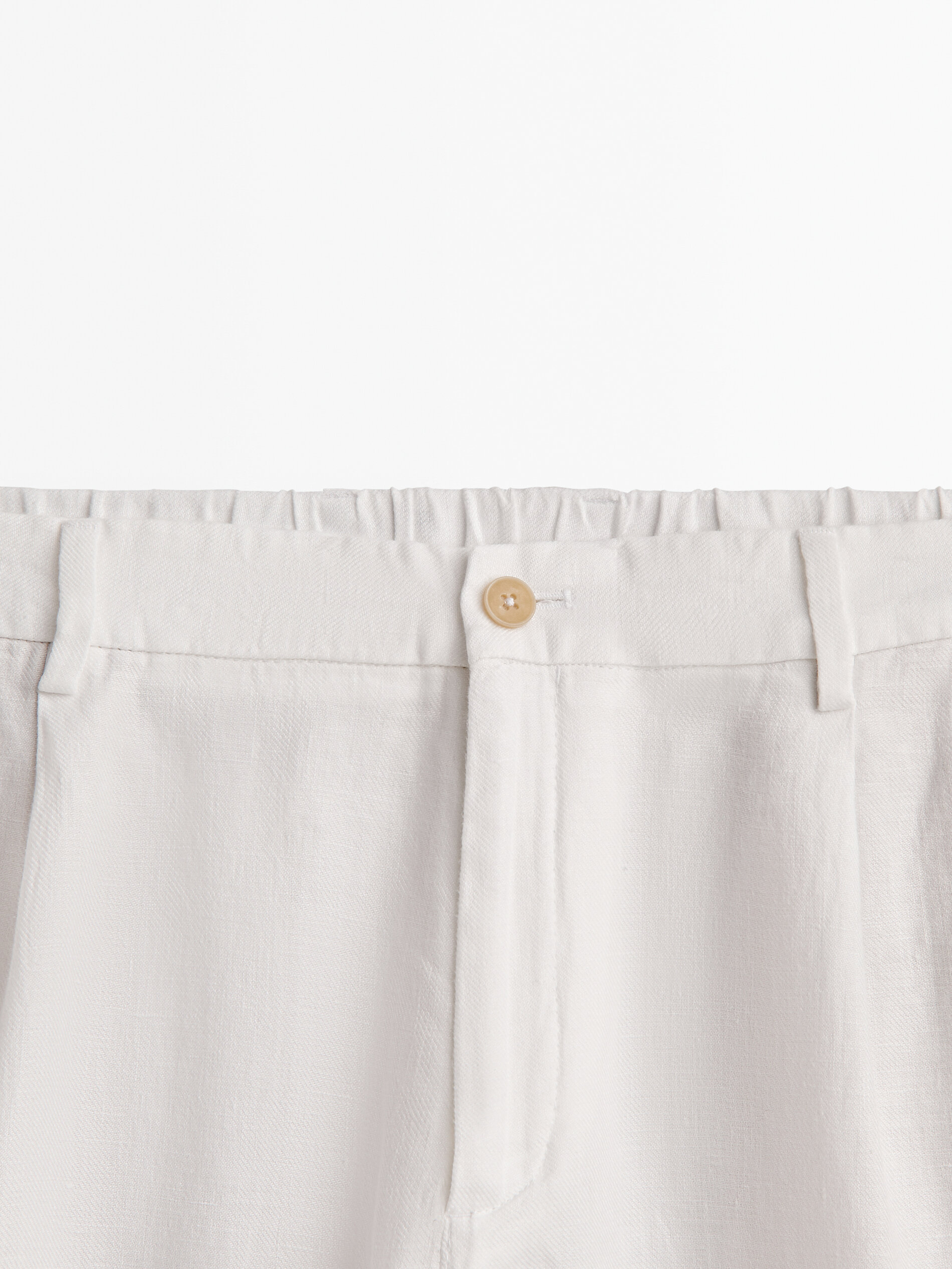 Pantalón 100% lino pinzas - BLANCO