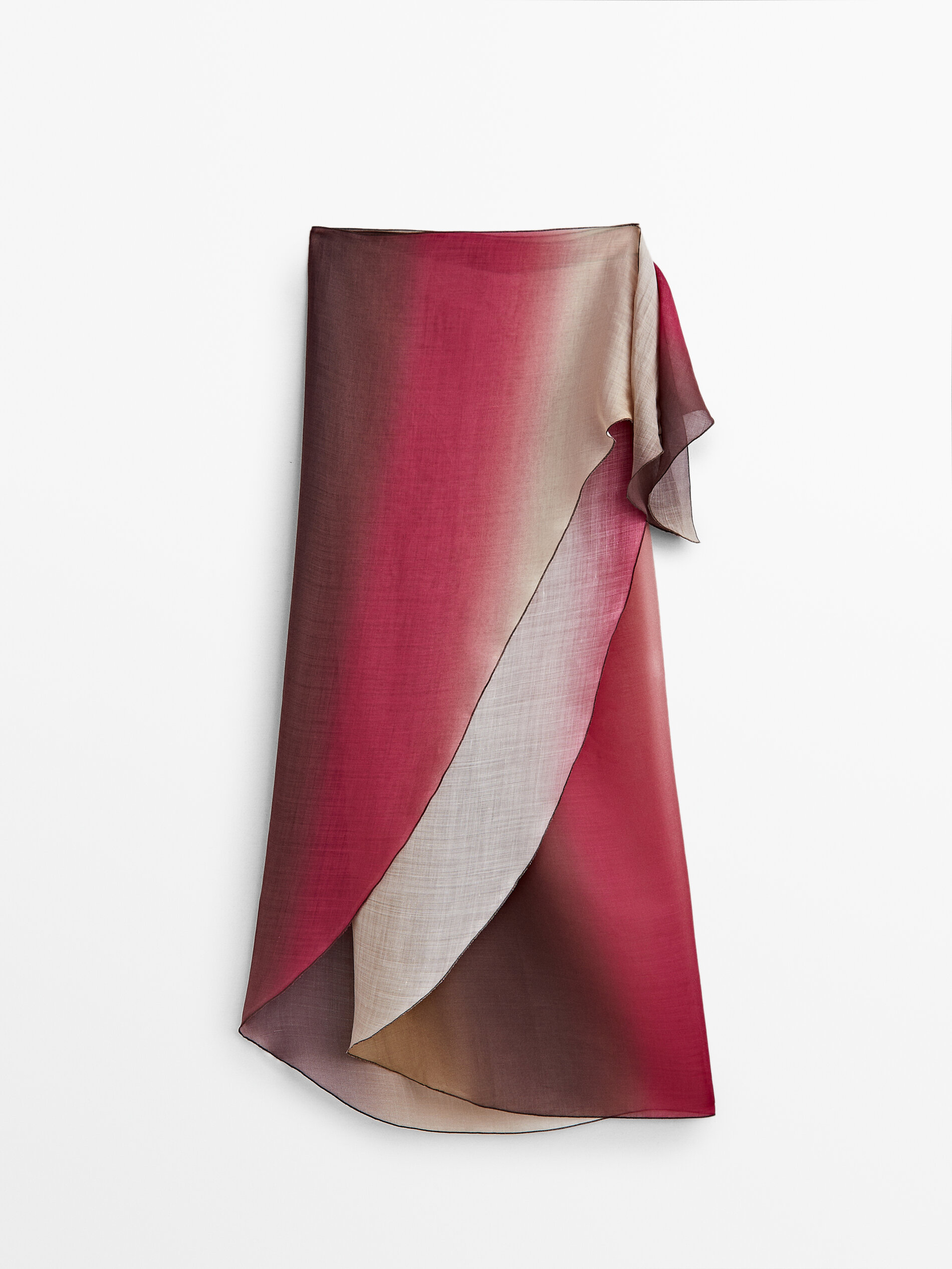 Pareo ramio degradado detalle nudo - FUCSIA