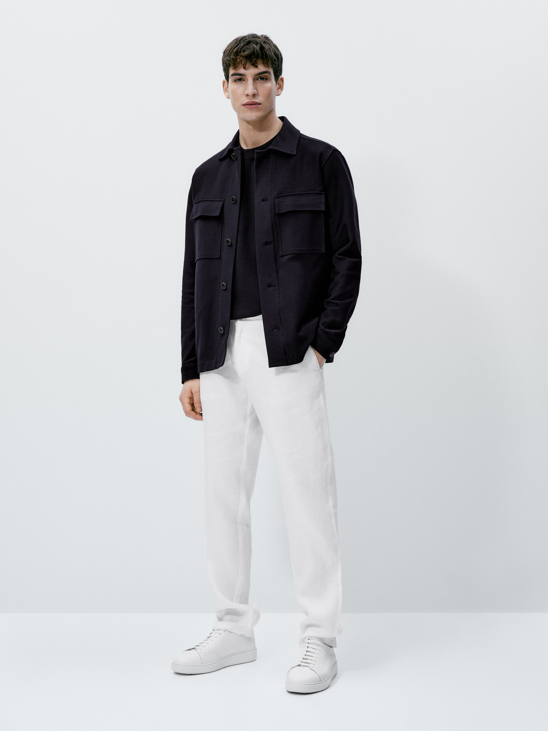 Pantalón 100% lino pinzas - BLANCO