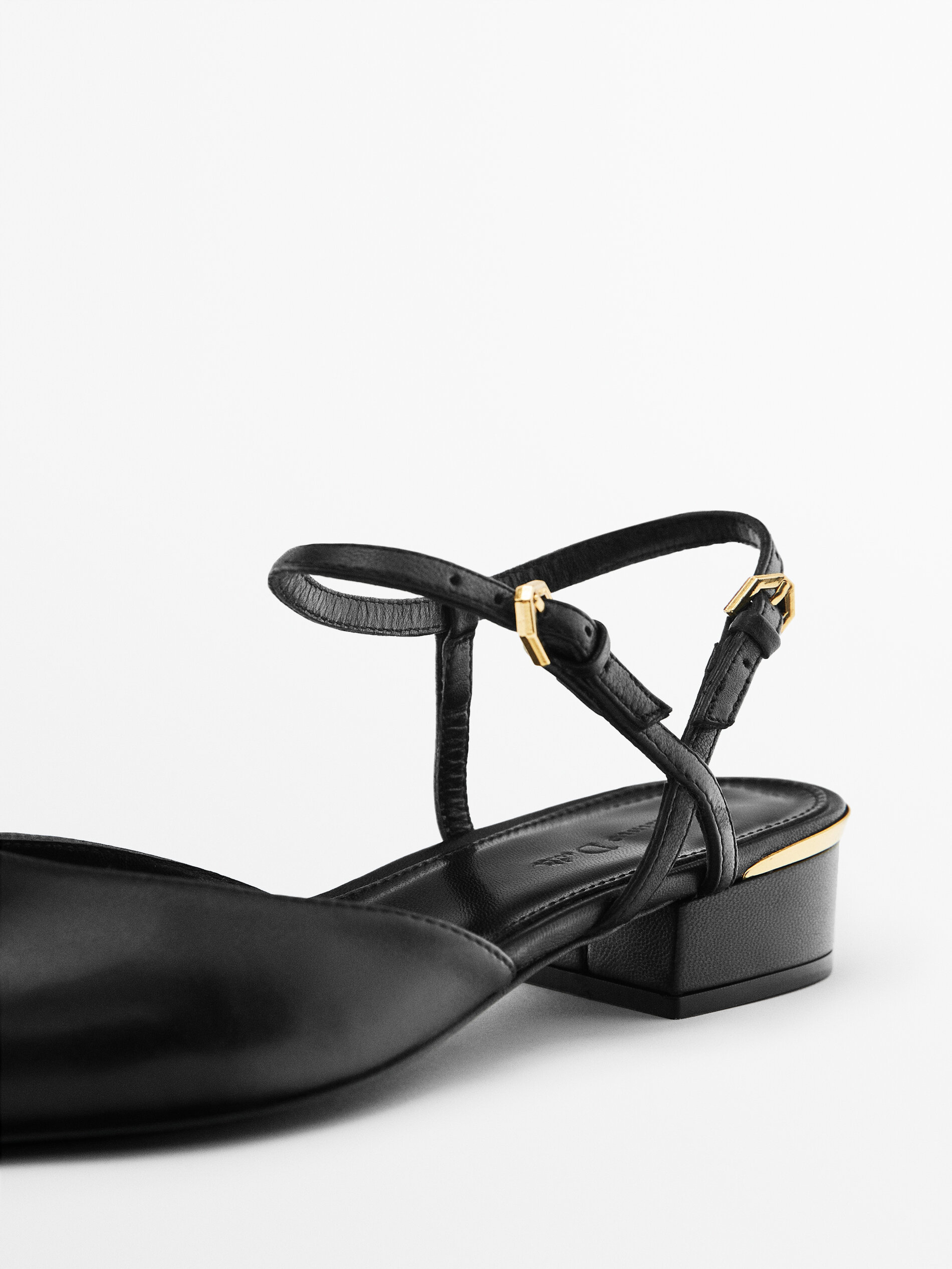 Zapato tacón piel destalonado - NEGRO