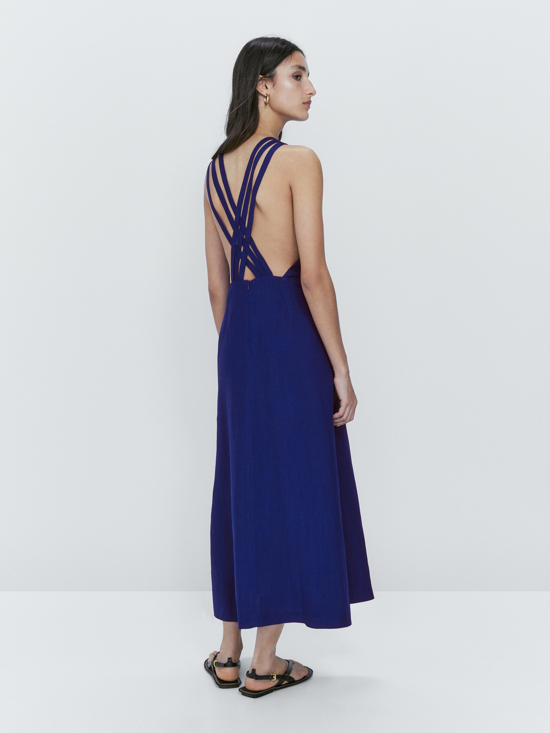 Vestido espalda cruzada - AZUL