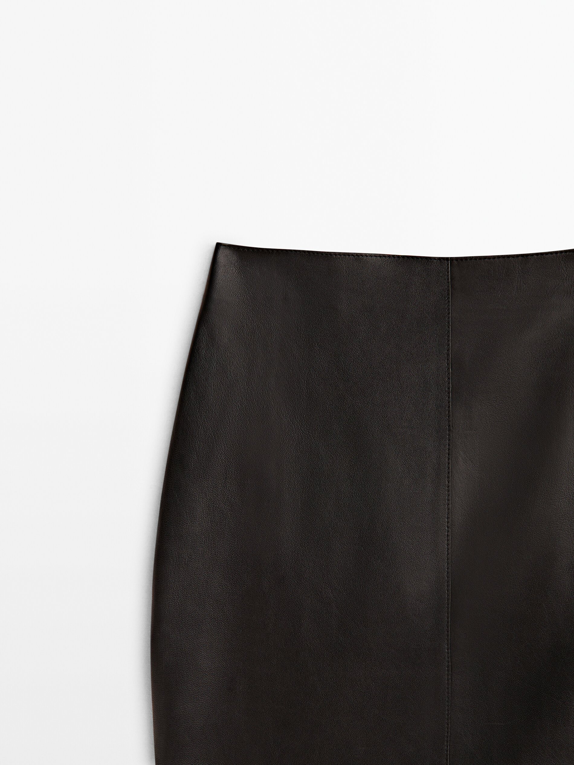 Falda midi piel napa - NEGRO