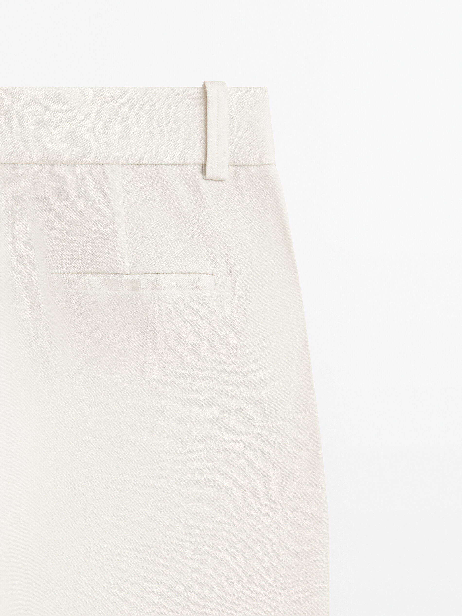 Pantalón con lino recto - BLANCO