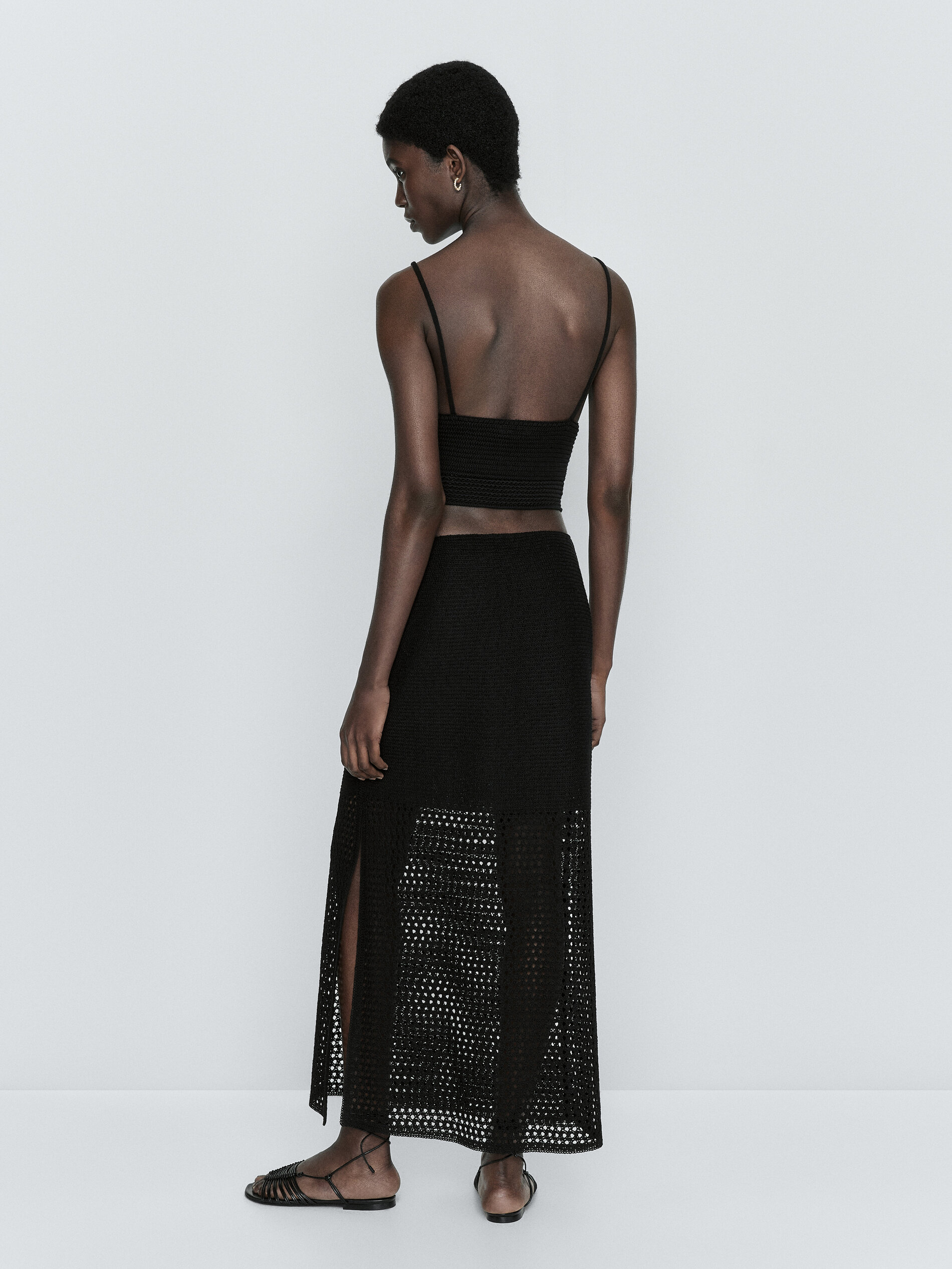 Falda negra punto crochet - NEGRO