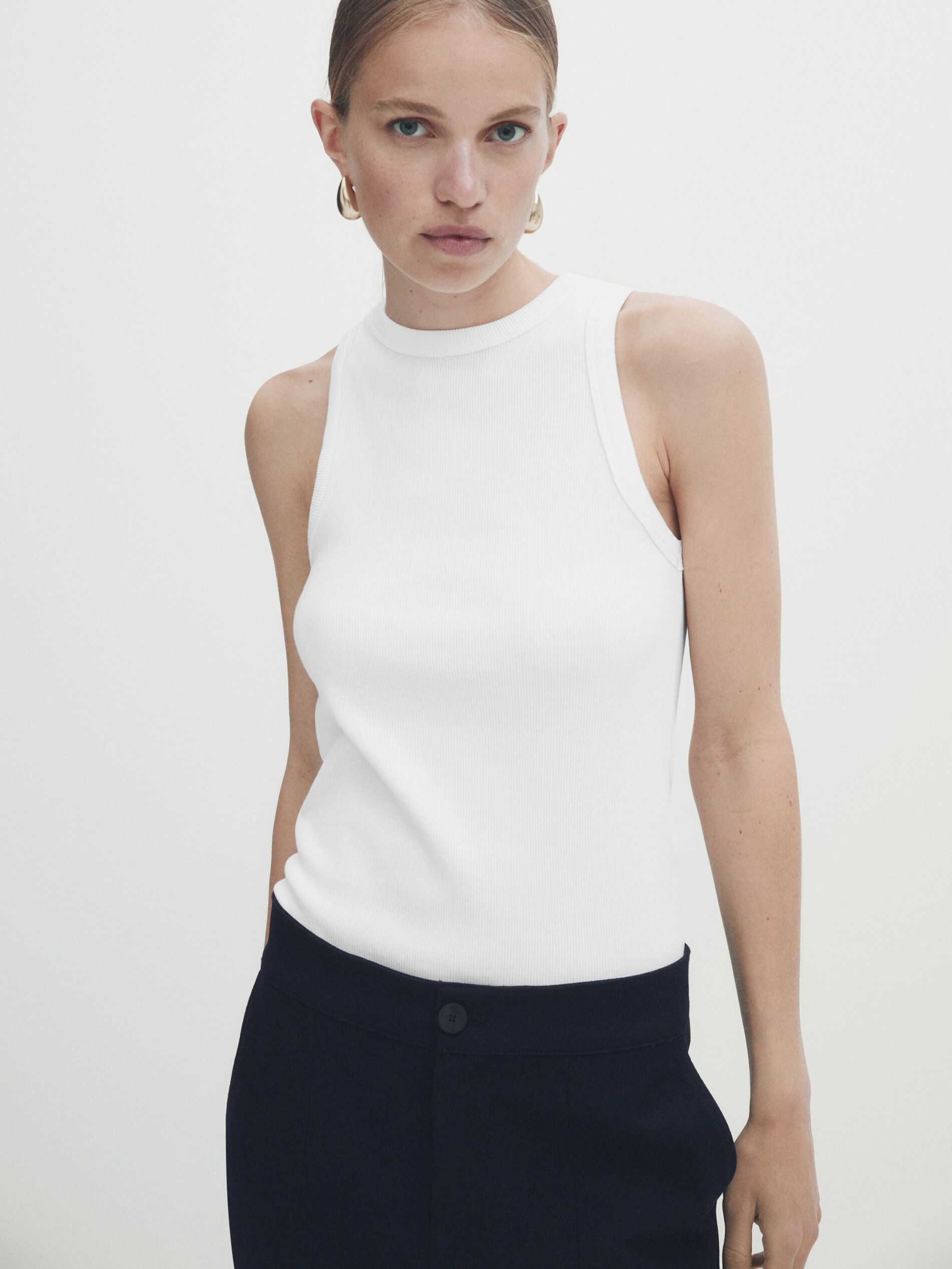 Pantalón slim costura central - AZUL MARINO