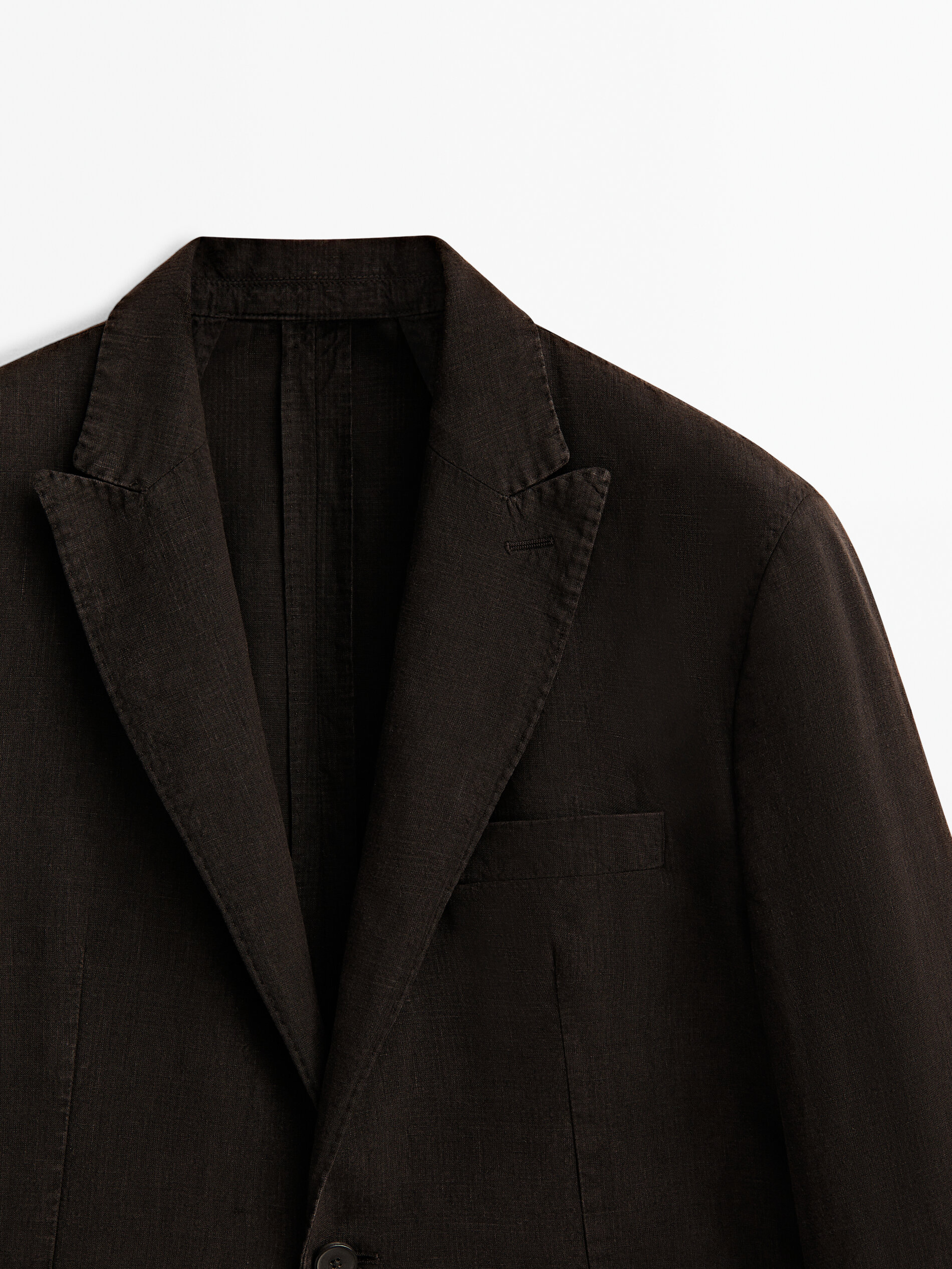 Americana traje con lino tintado falso cuadro - MARRÓN