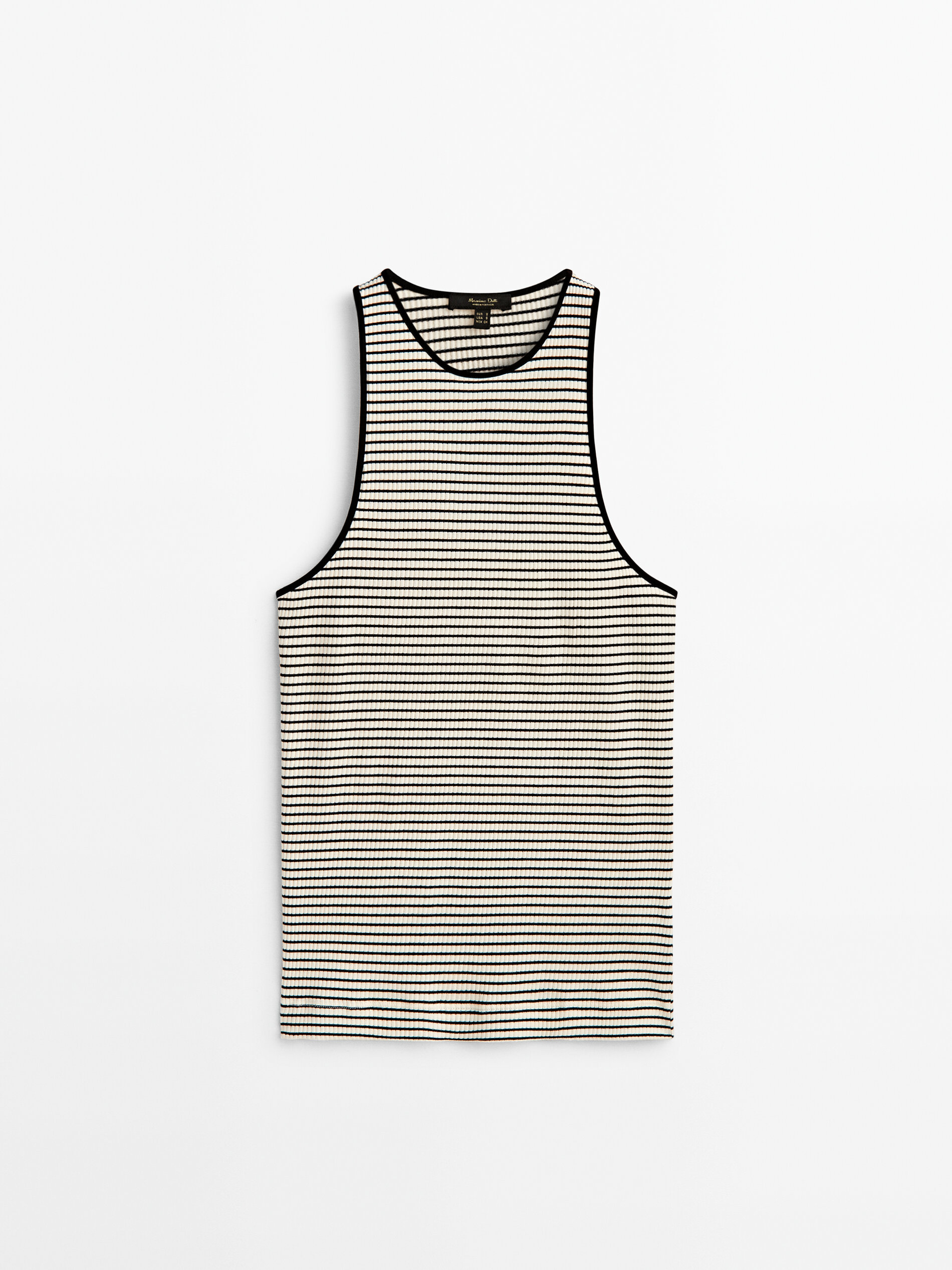 Camiseta rayas algodón sin mangas - CRUDO