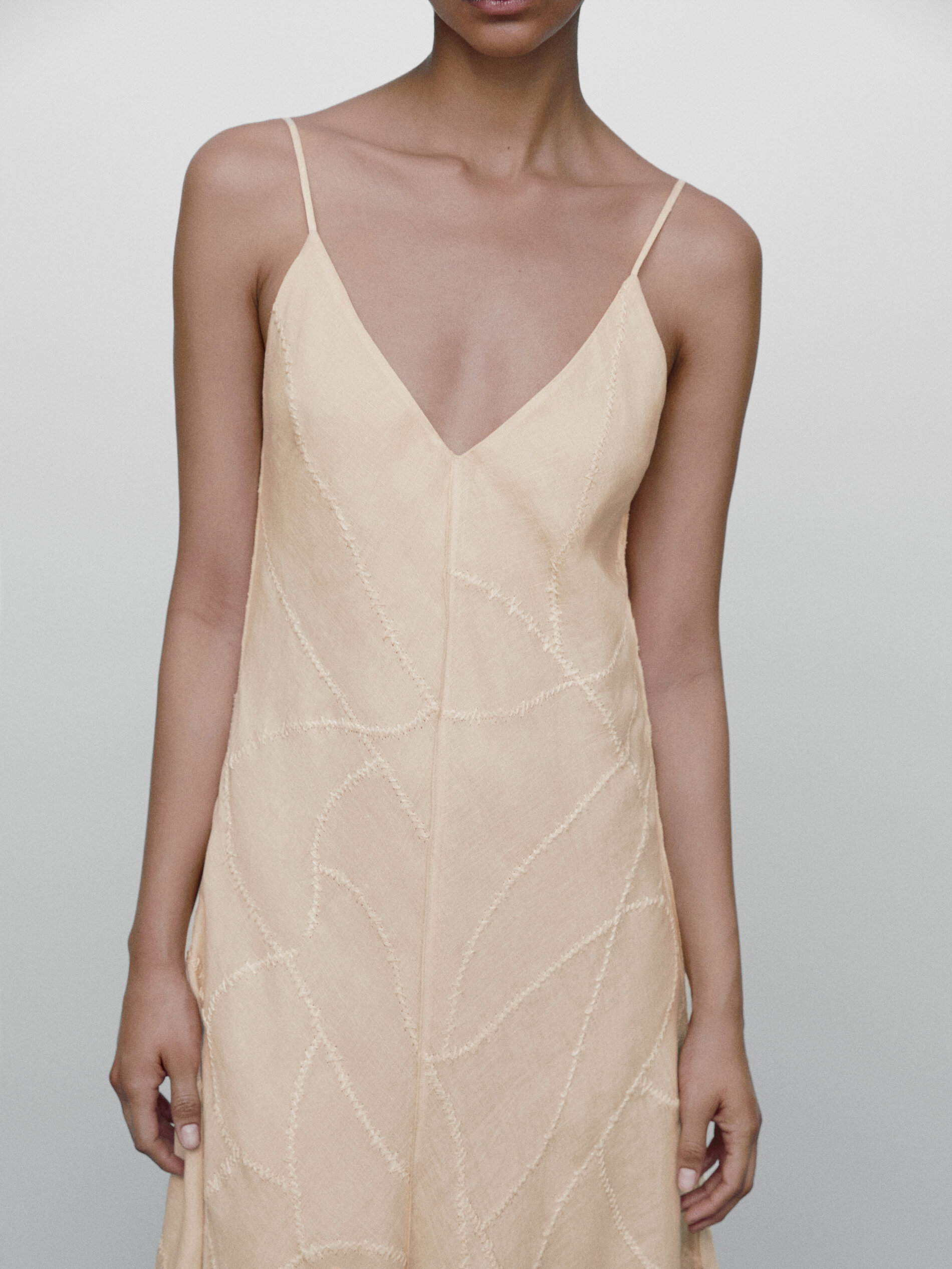 Vestido tirantes detalle bordados Limited edition - CRUDO