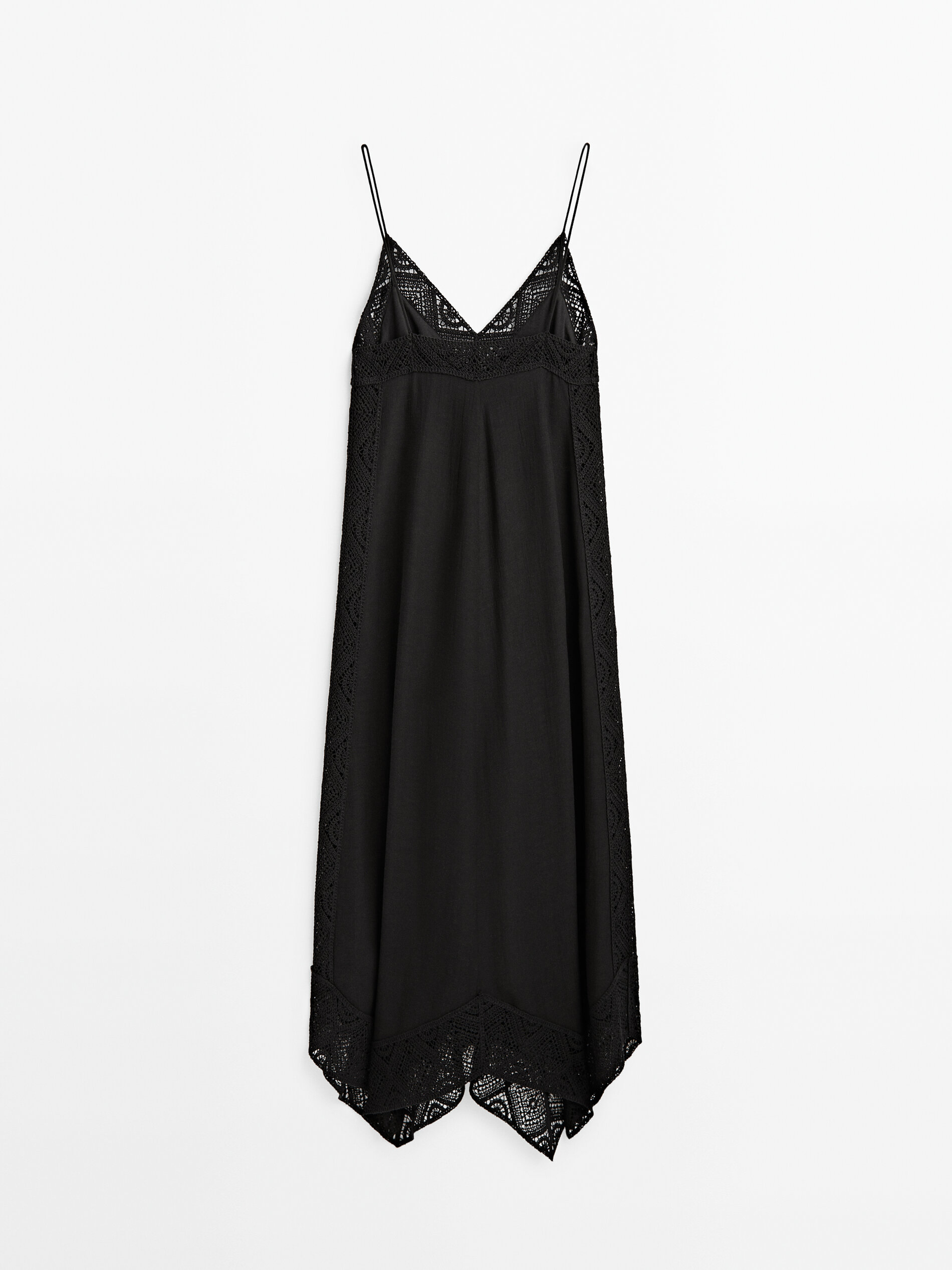 Vestido lencero detalle crochet - NEGRO