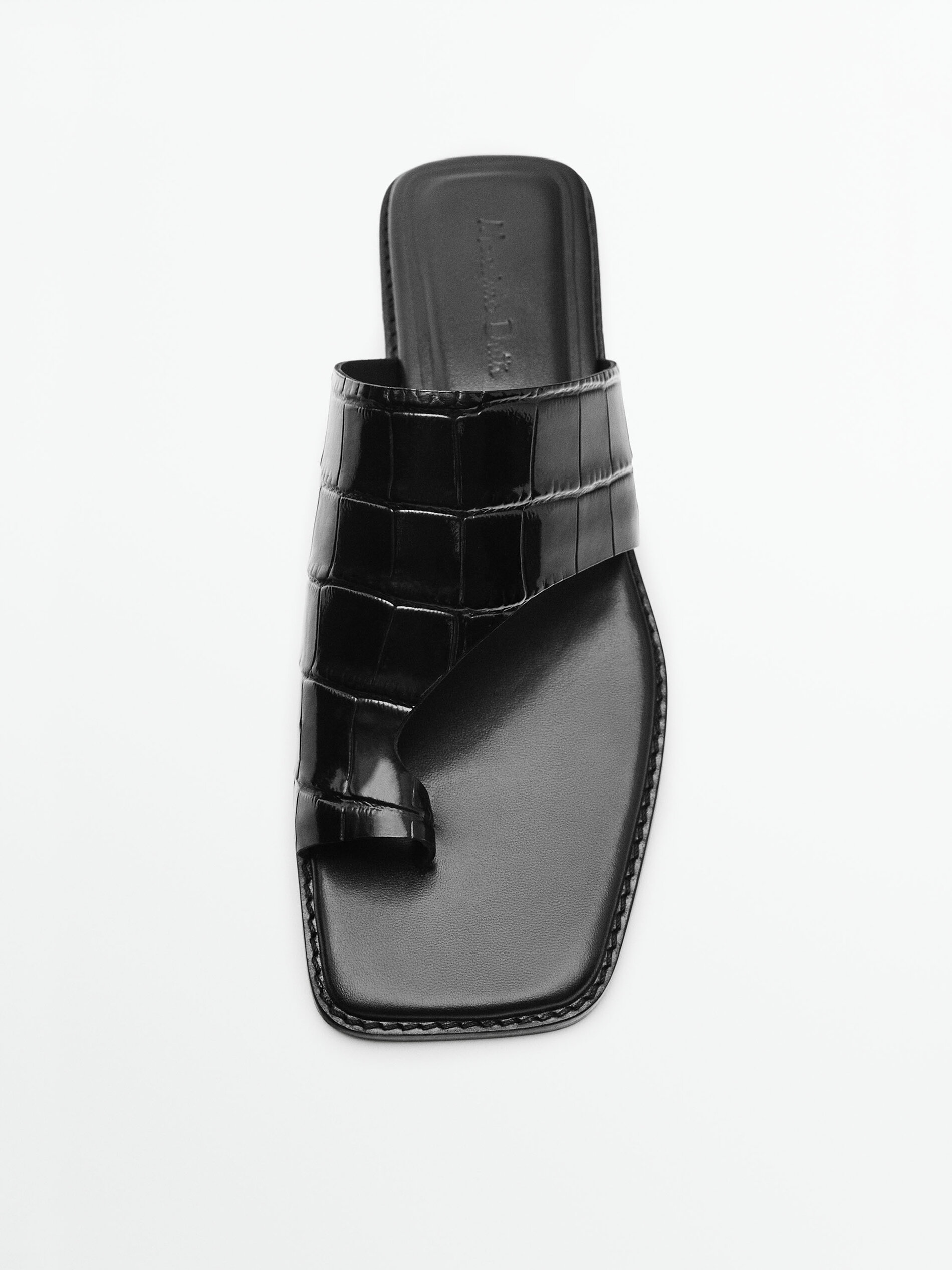 SANDALIA PLANA PIEL - NEGRO