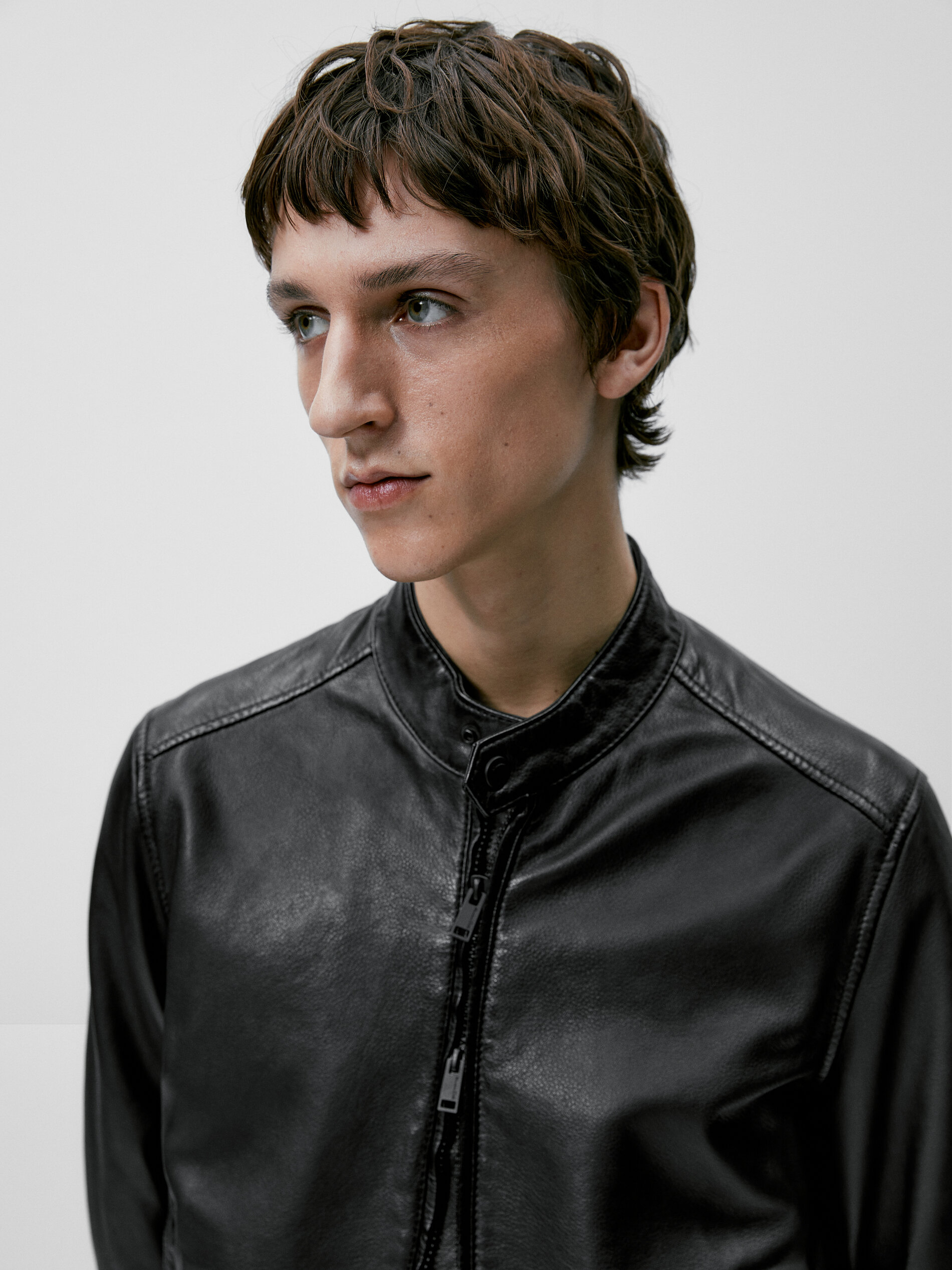 Cazadora piel napa negra - NEGRO