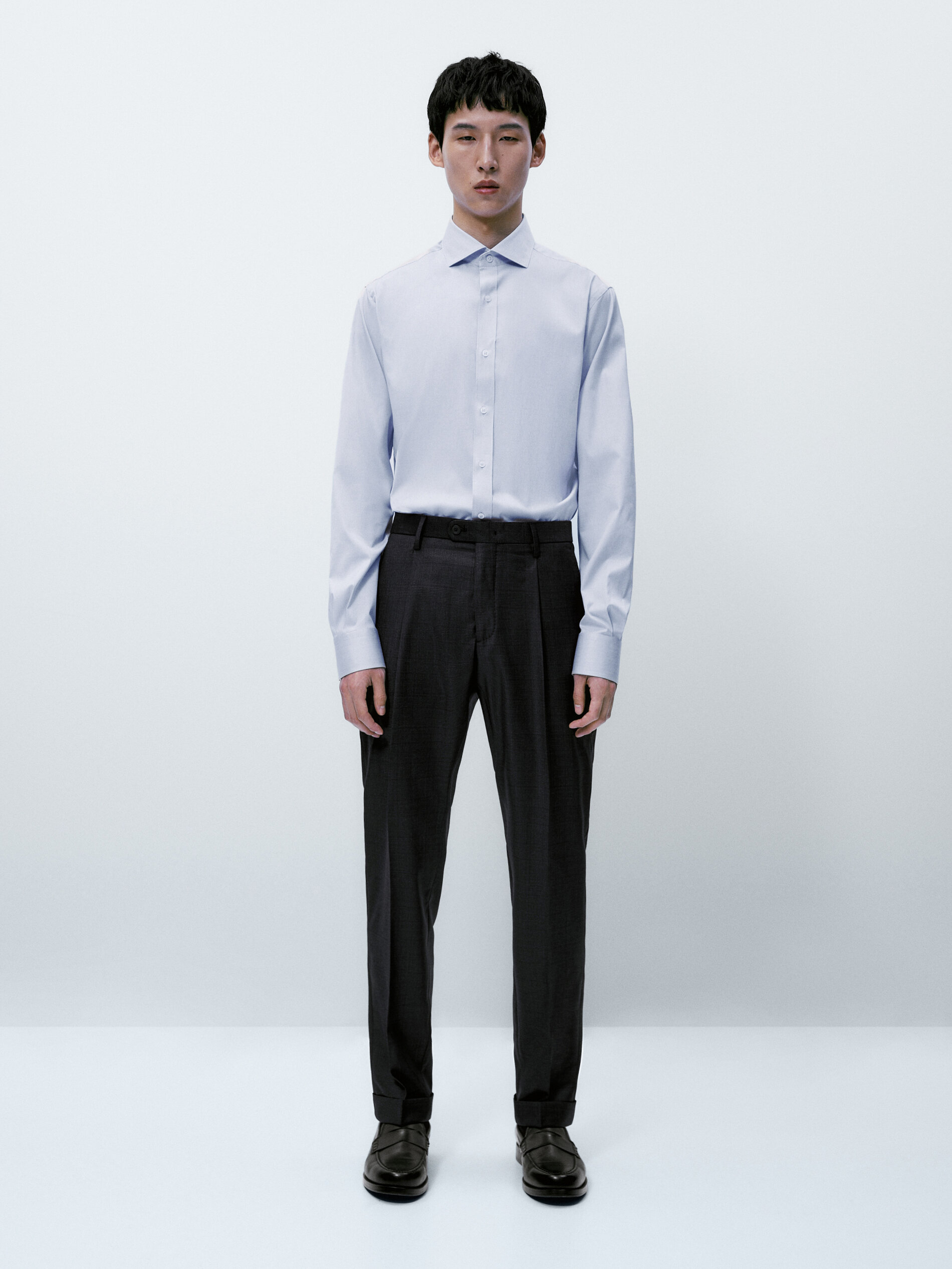 Camisa stretch rayas slim fit - AZUL MARINO